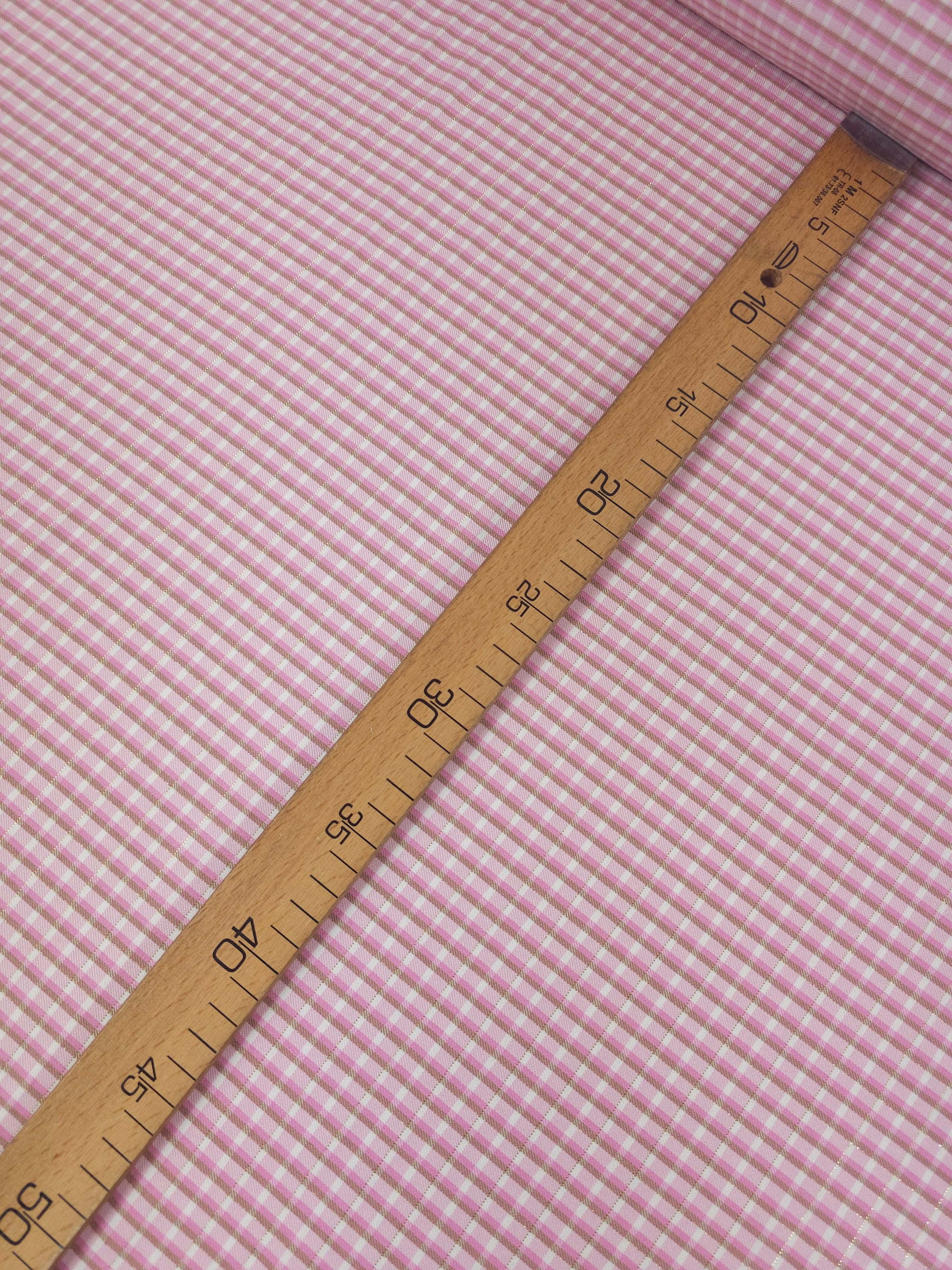Pink/Gold Lurex Mini Gingham Viscose