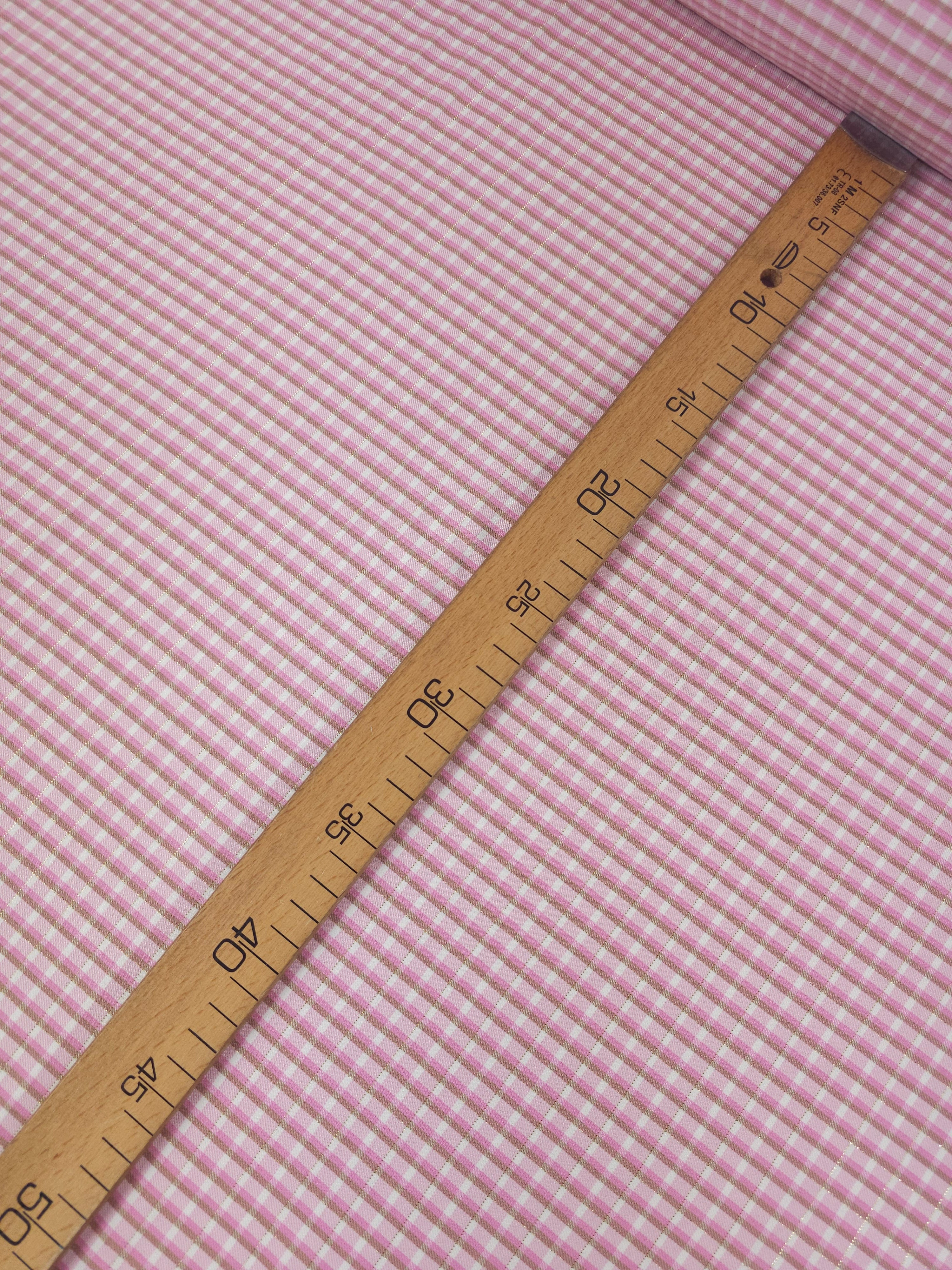 Pink/Gold Lurex Mini Gingham Viscose
