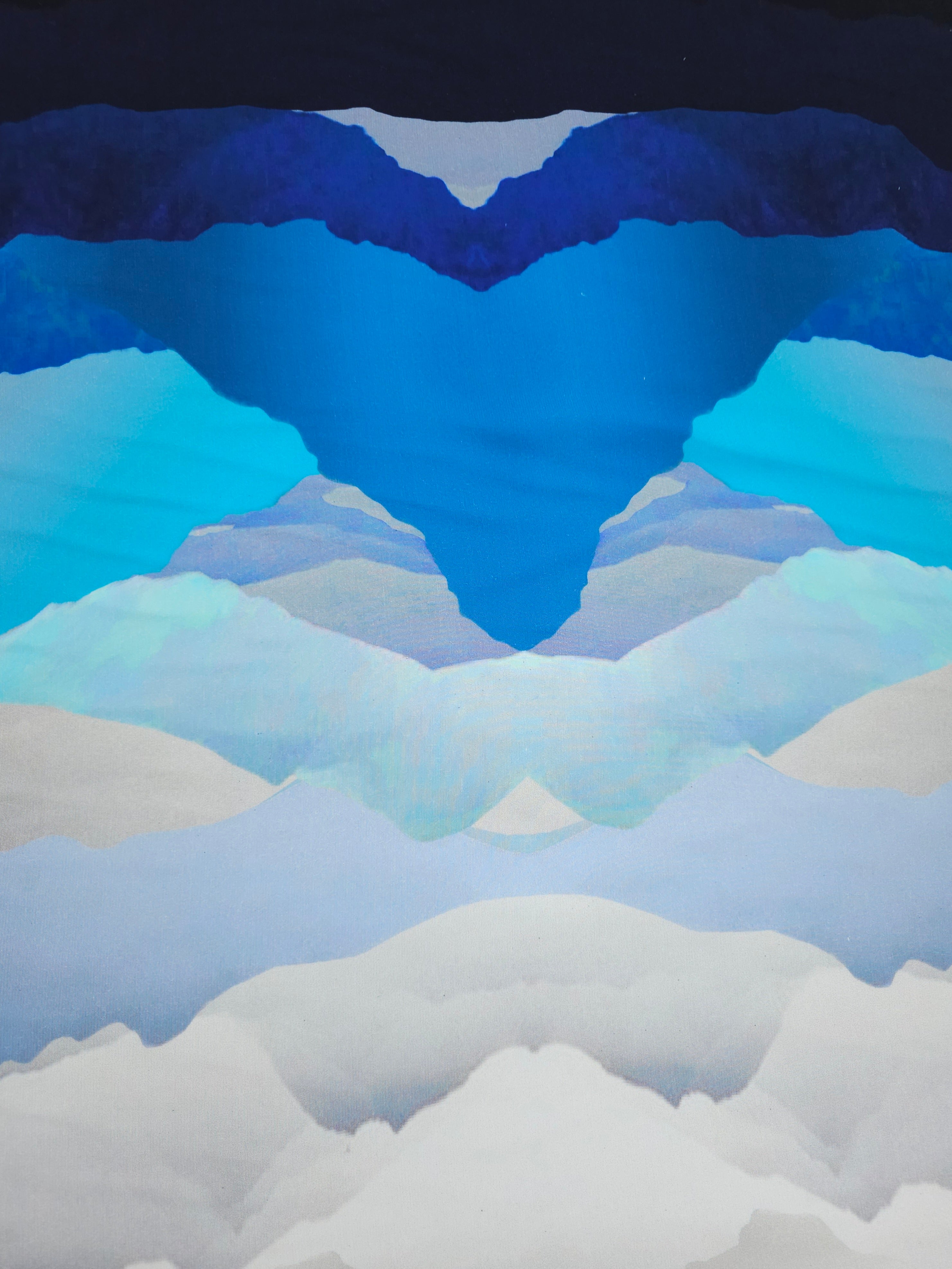 Blue Symmetrical Cloud Sunset Viscose Crepe