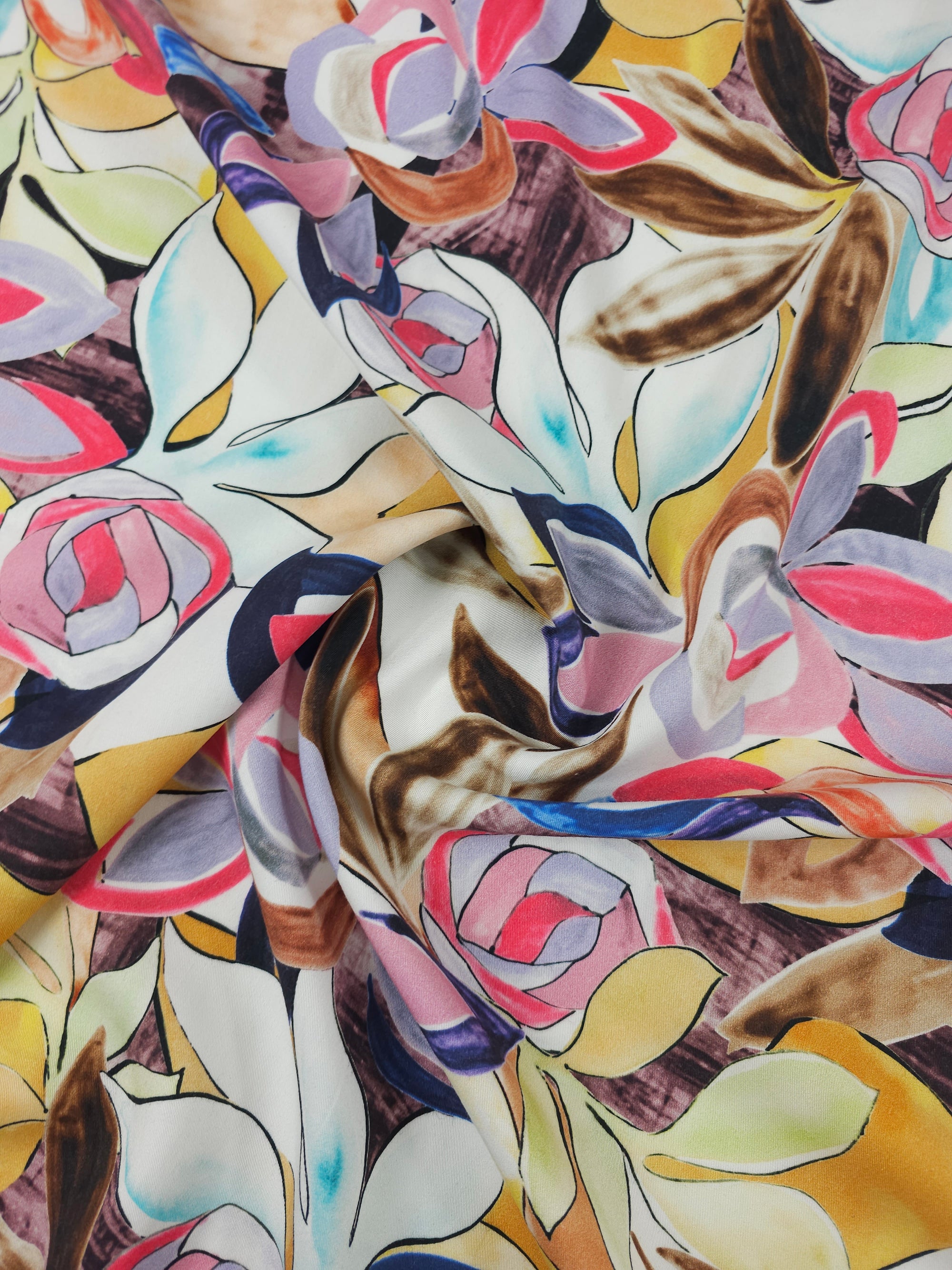 Washed Watercolour Floral Cotton Viscose