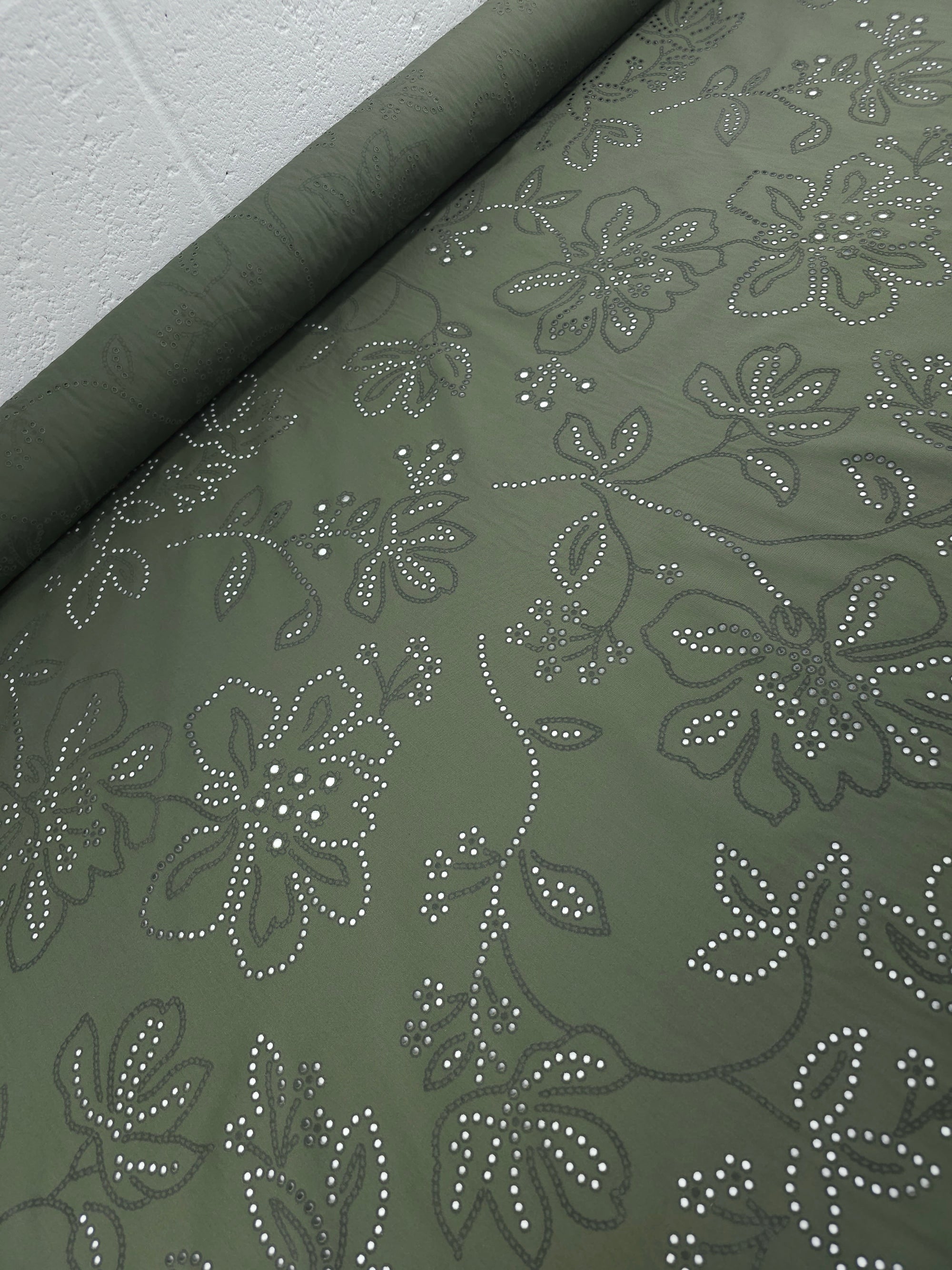 *PRE ORDER* Khaki Floral Laser Cut Cotton