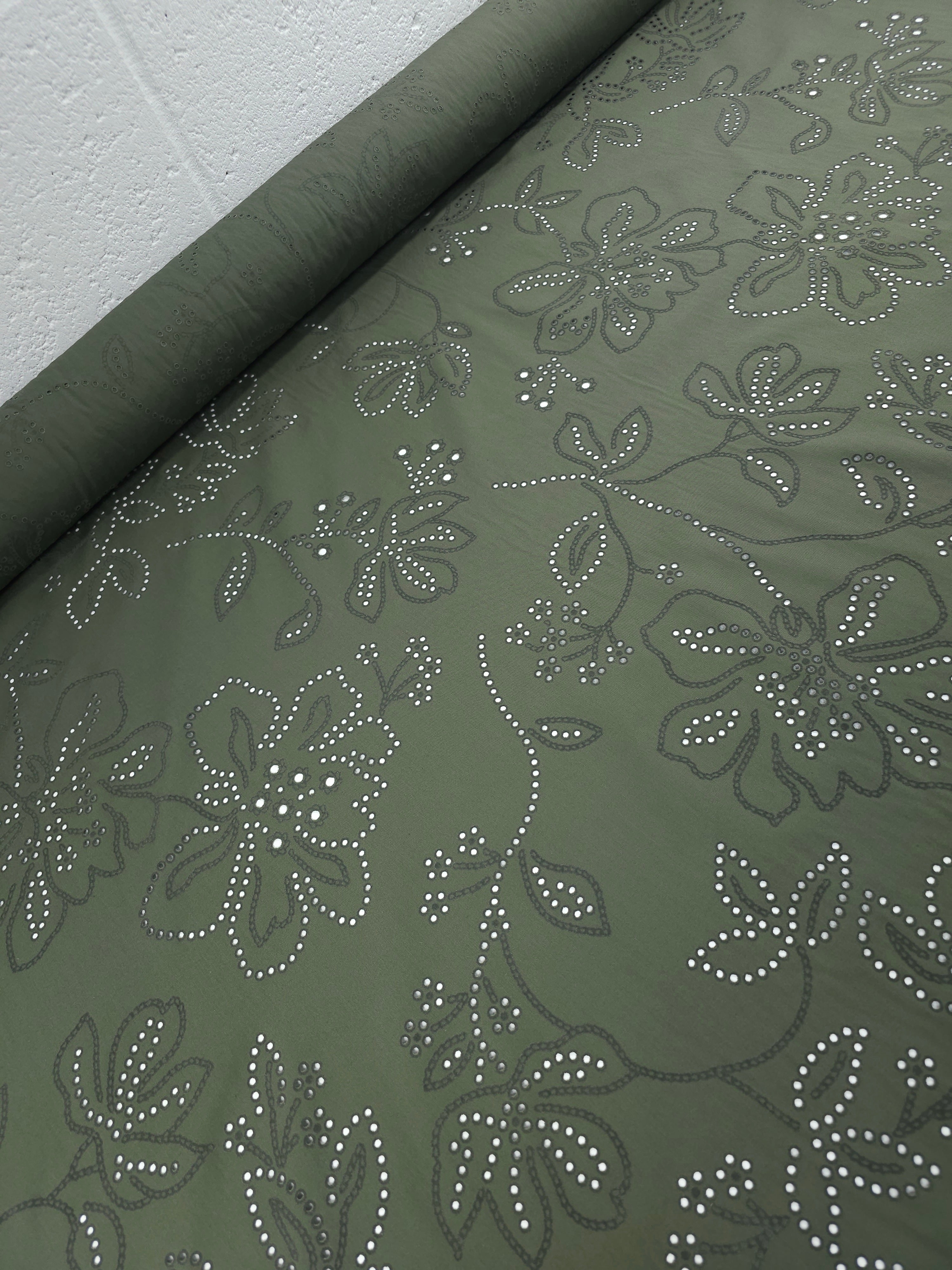 *PRE ORDER* Khaki Floral Laser Cut Cotton