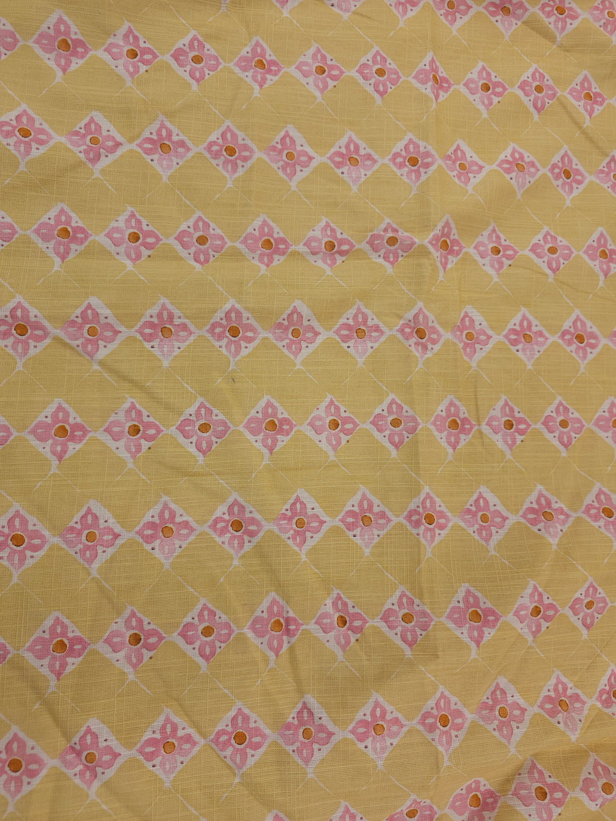 Buttermilk floral tile Viscose linen- 1.4m piece