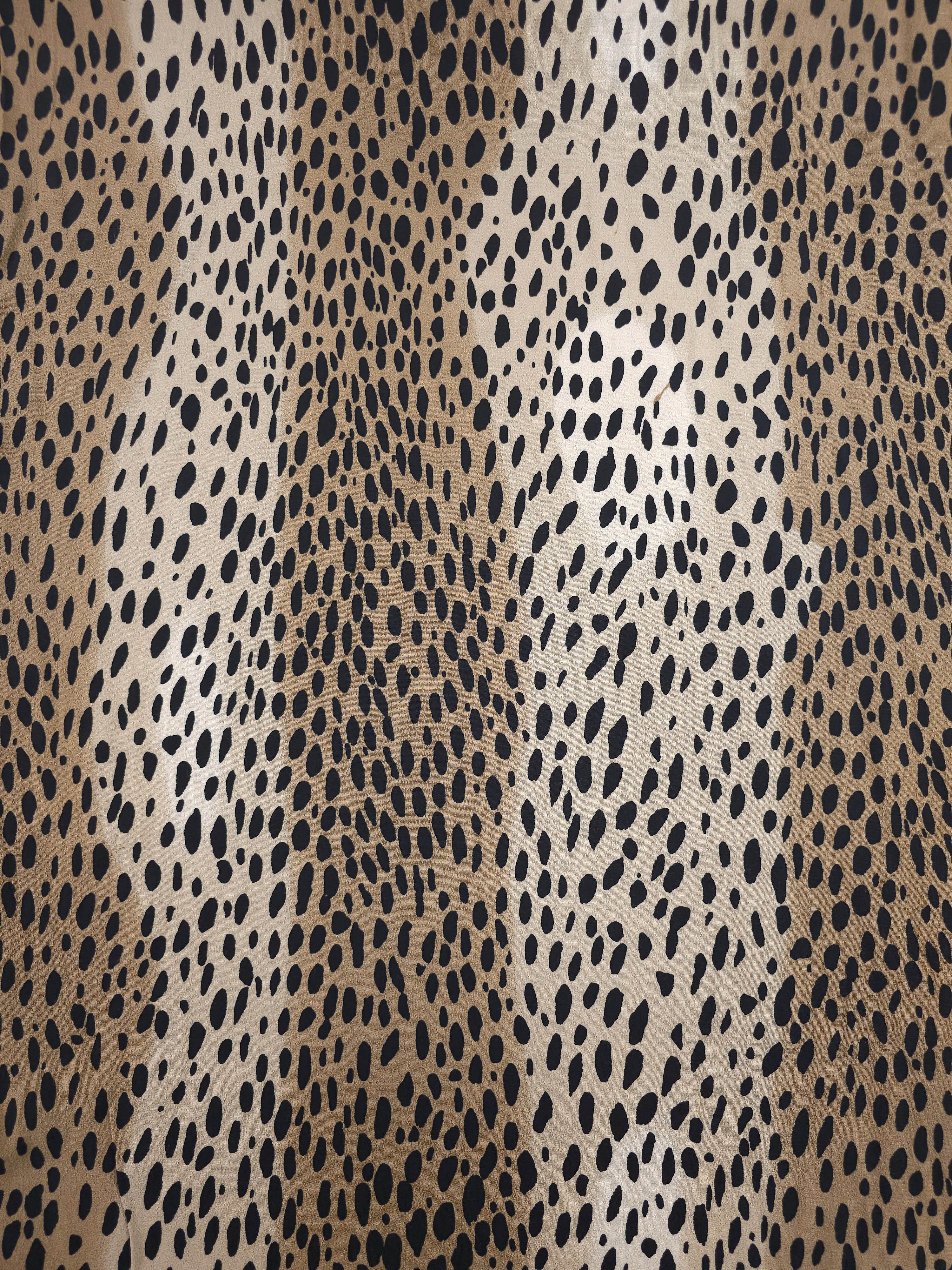 Brown/Beige Irregular Leopard Viscose Crepe