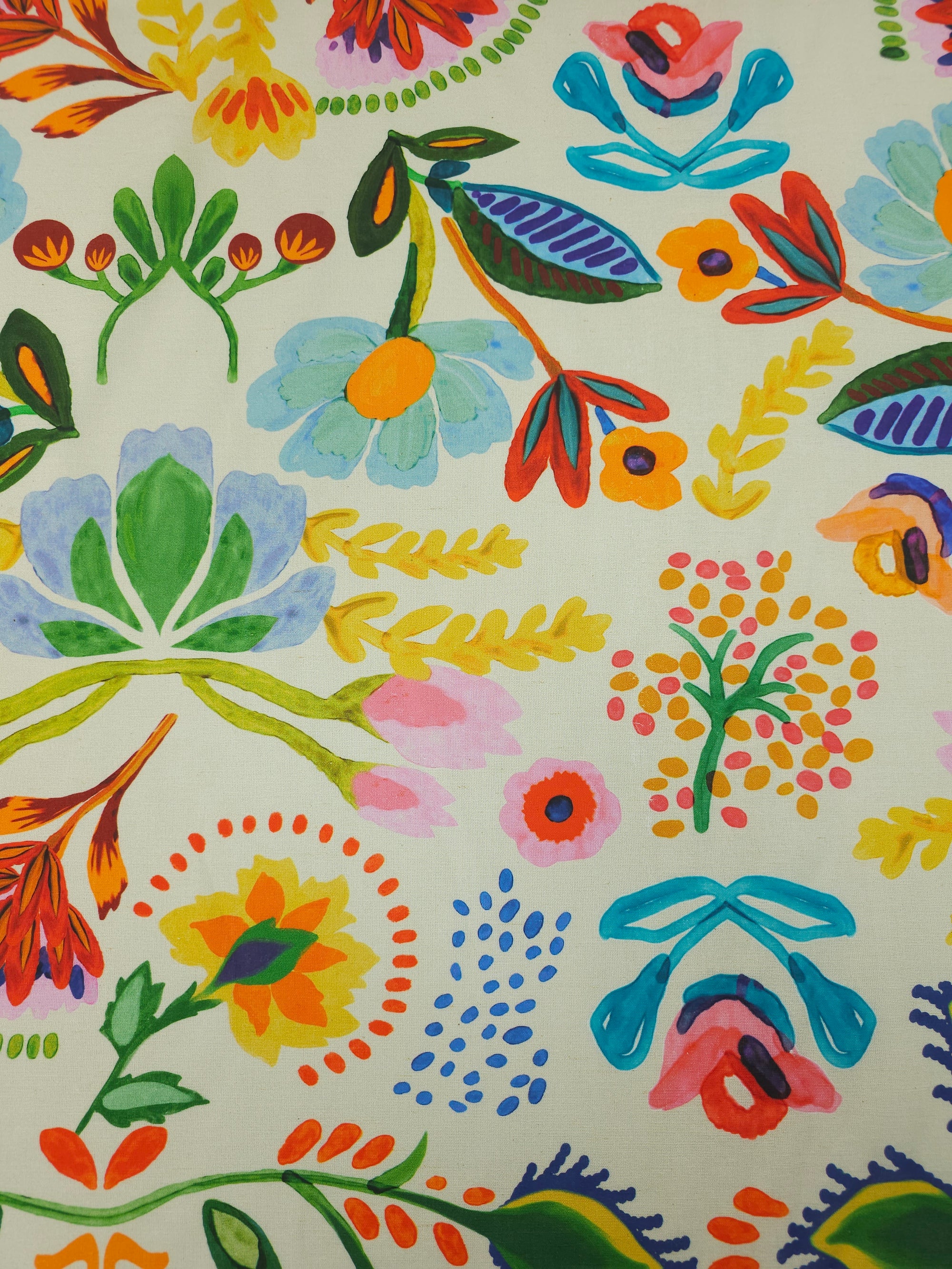 Abstract Watercolour Doodle Flower Cotton Linen