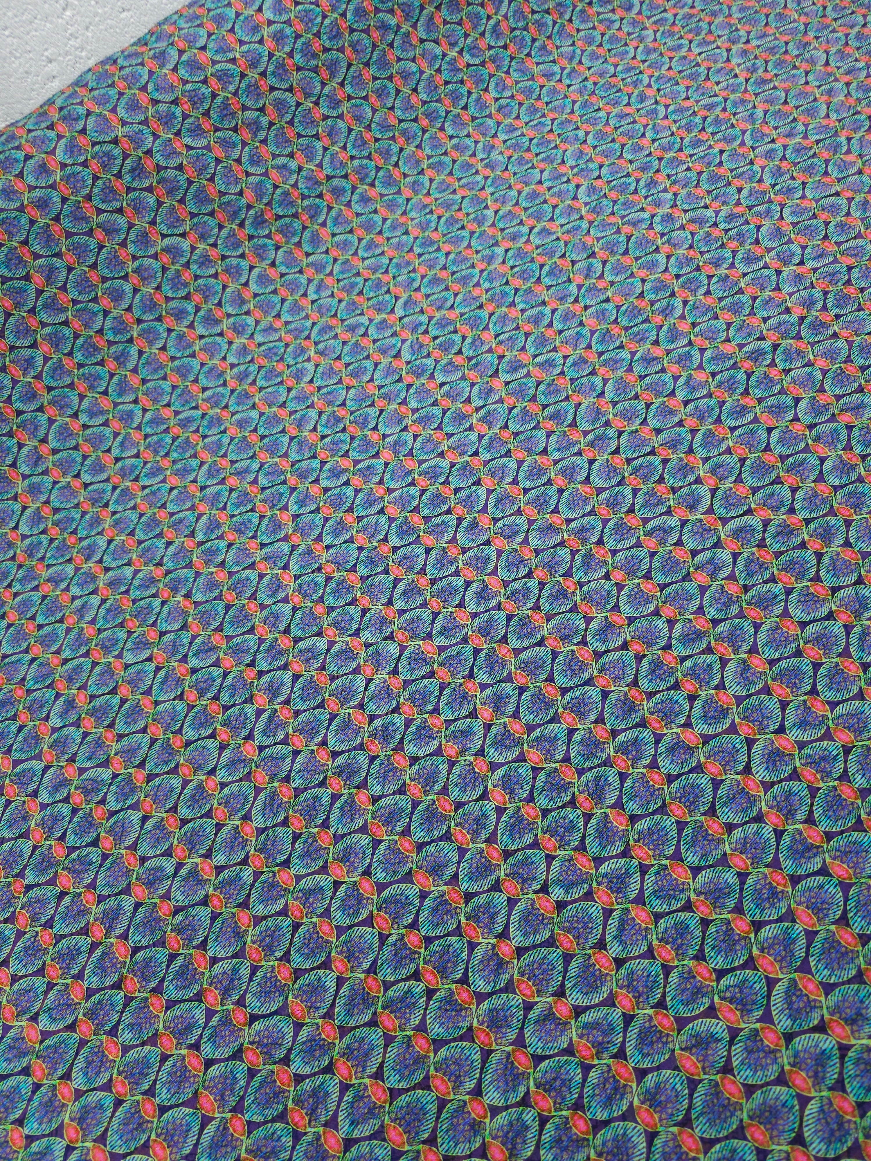 Purple/Teal Abstract Oval Crinkle Jacquard