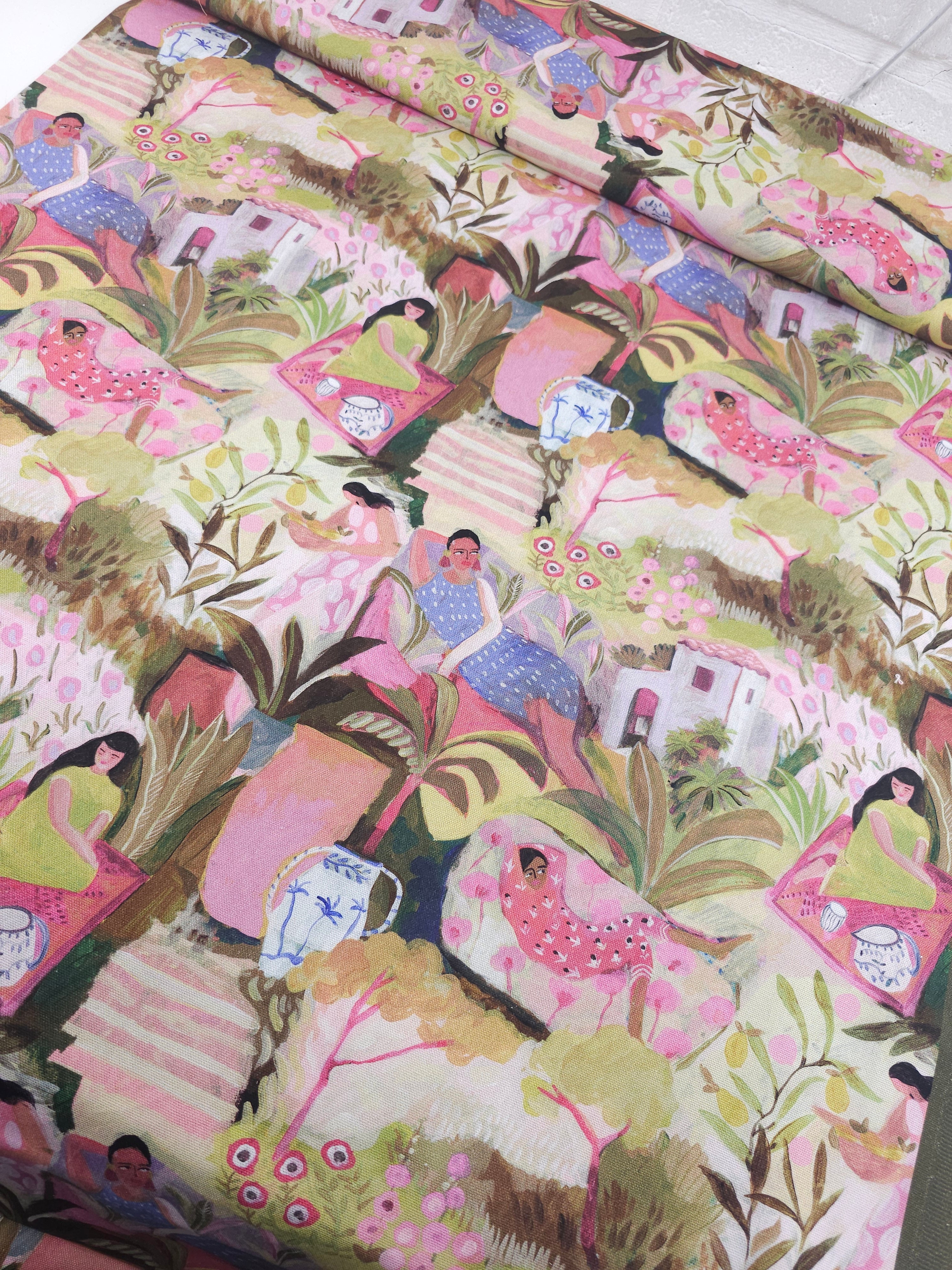 Tropical Garden Chill Canvas Cotton