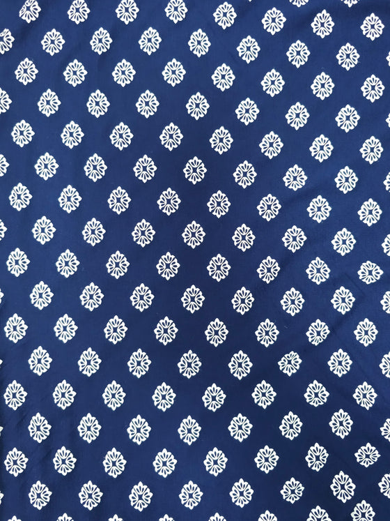 Navy Abstract Flower Petal Viscose Jersey