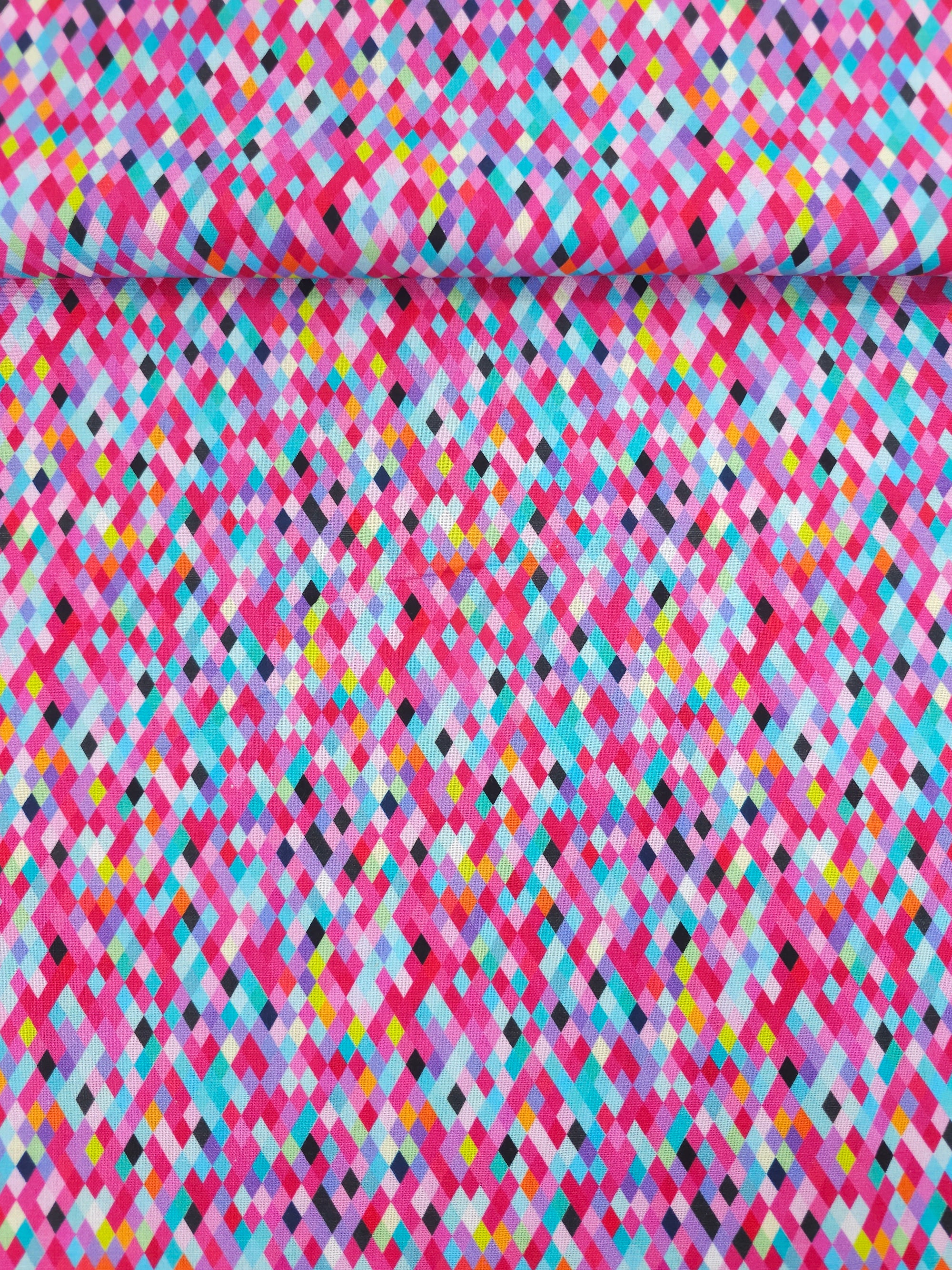 Pink/Multi Mini Diamond 100% Cotton