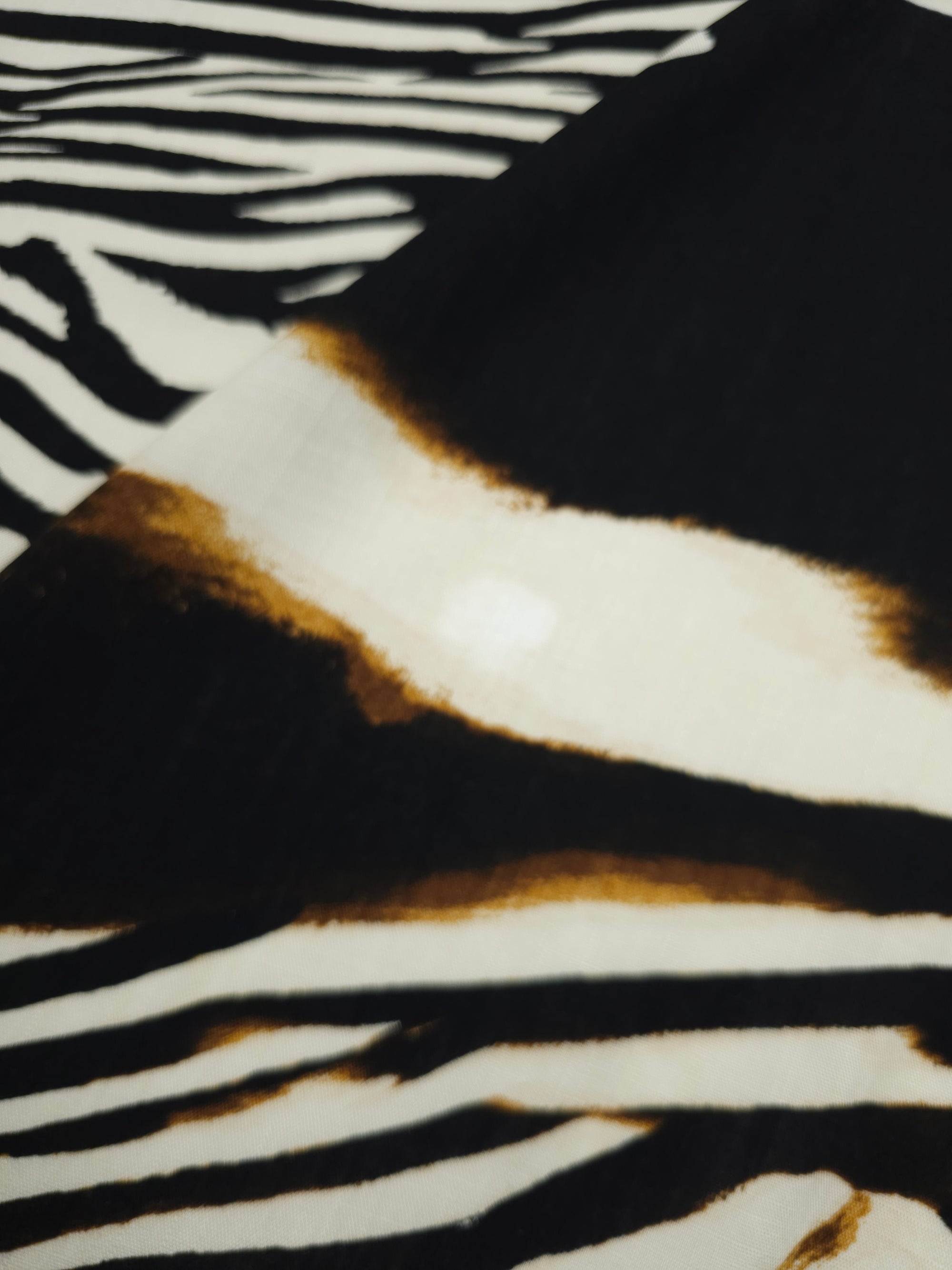 Cream/Black Abstract Zebra Burn Viscose