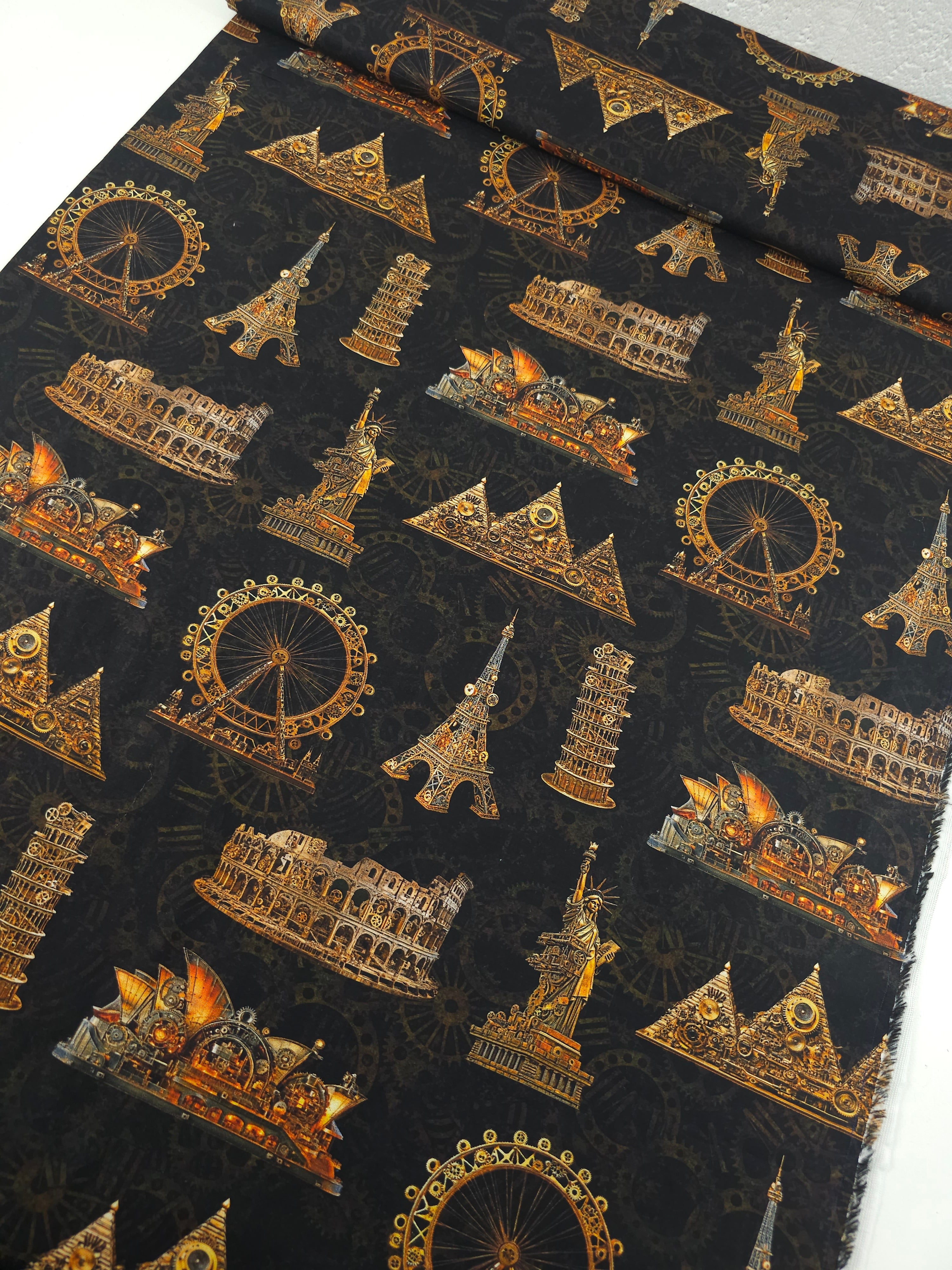 Bronze Antique Landmarks 100% Cotton