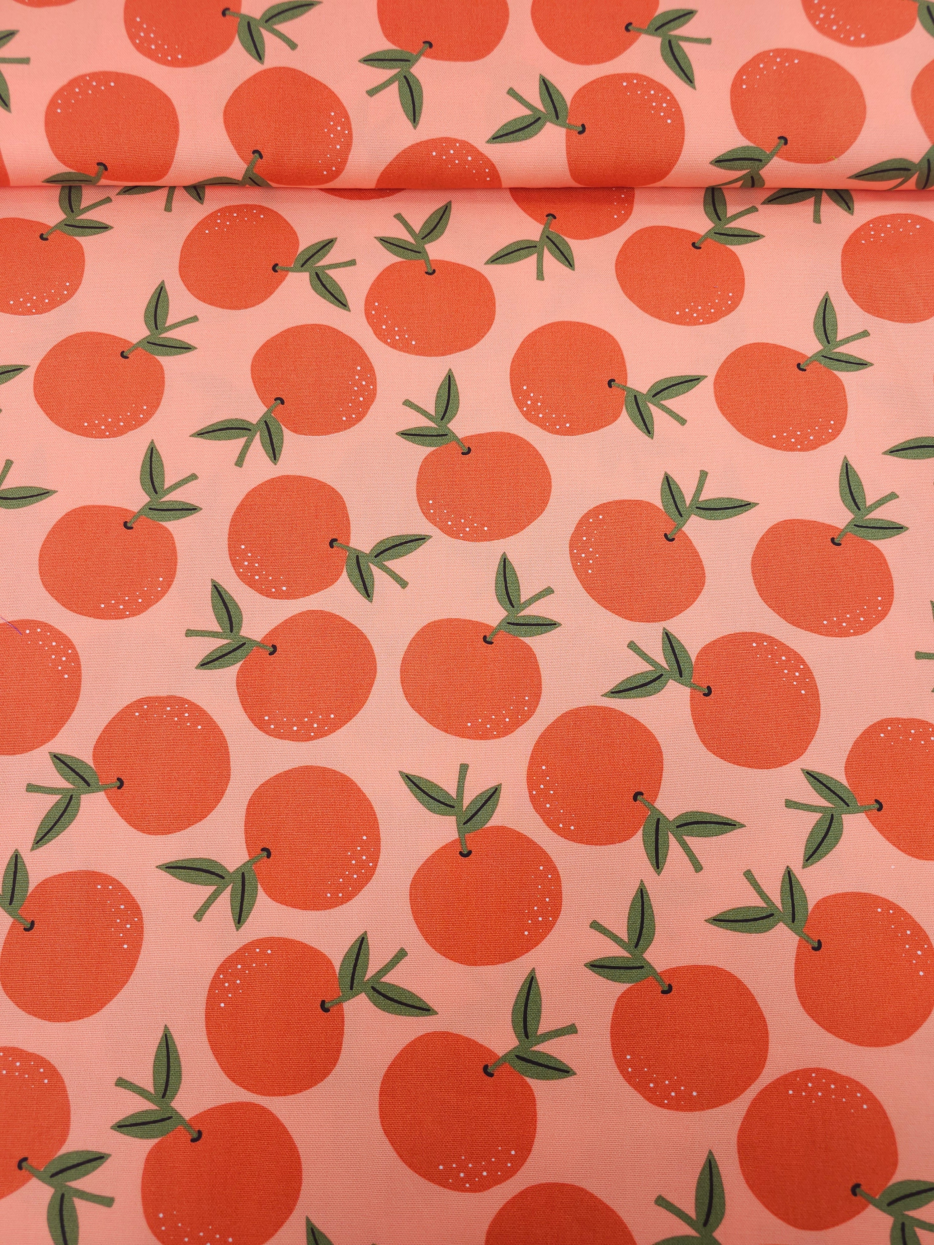 Oranges On Peach Lightweight Canvas Cotton