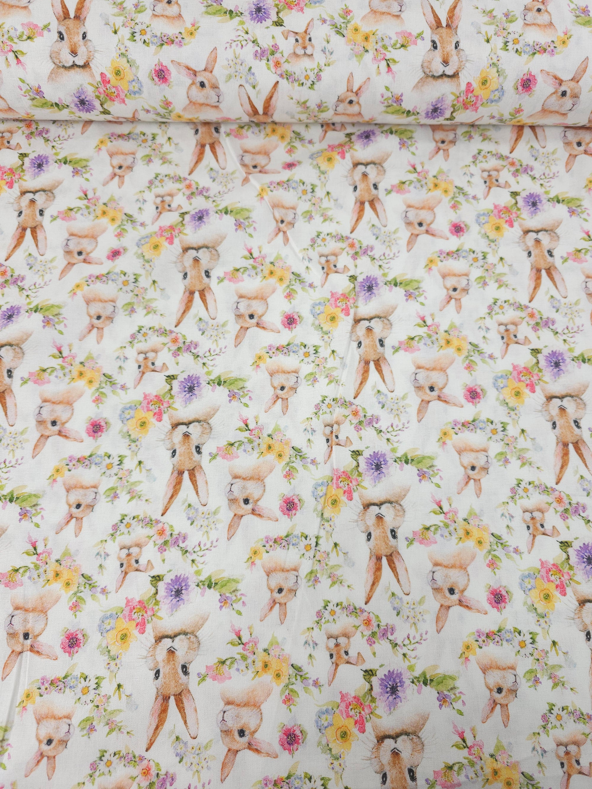 Spring Bunny Floral 100% Cotton