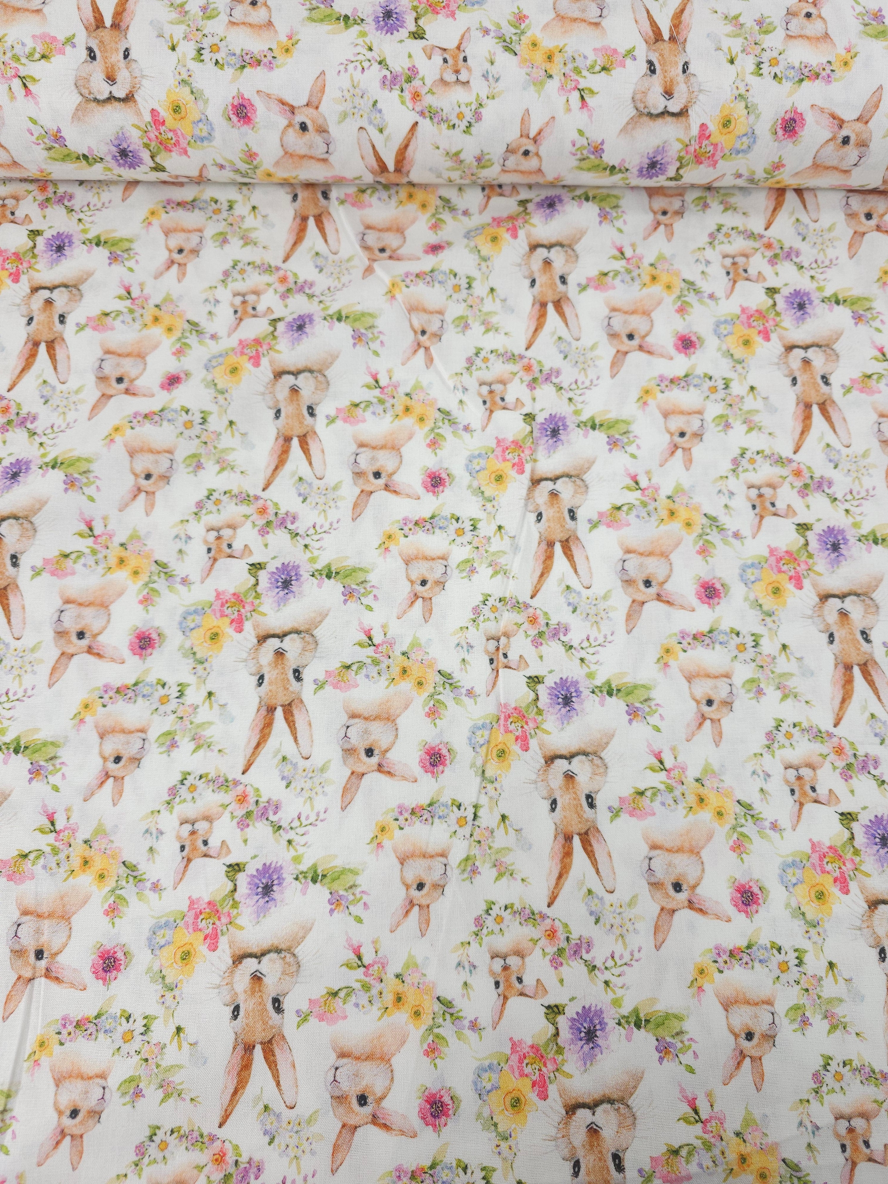 Spring Bunny Floral 100% Cotton