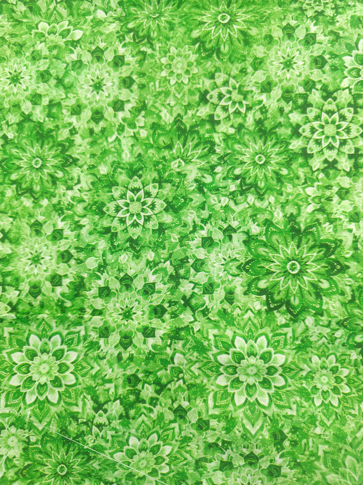 Green mandala burst Cotton- 1.2m piece