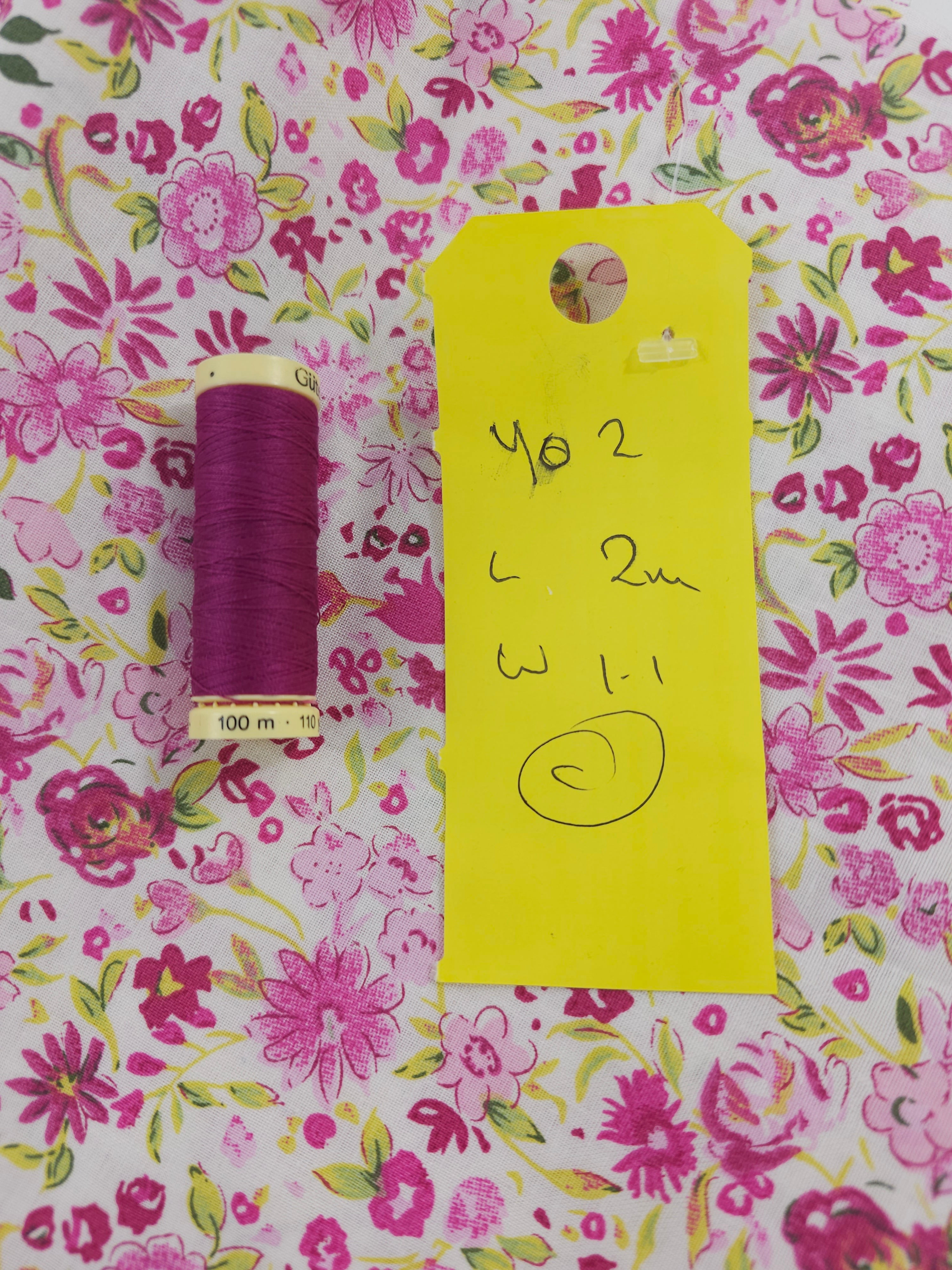 Pretty pink floral Cotton- 2m piece