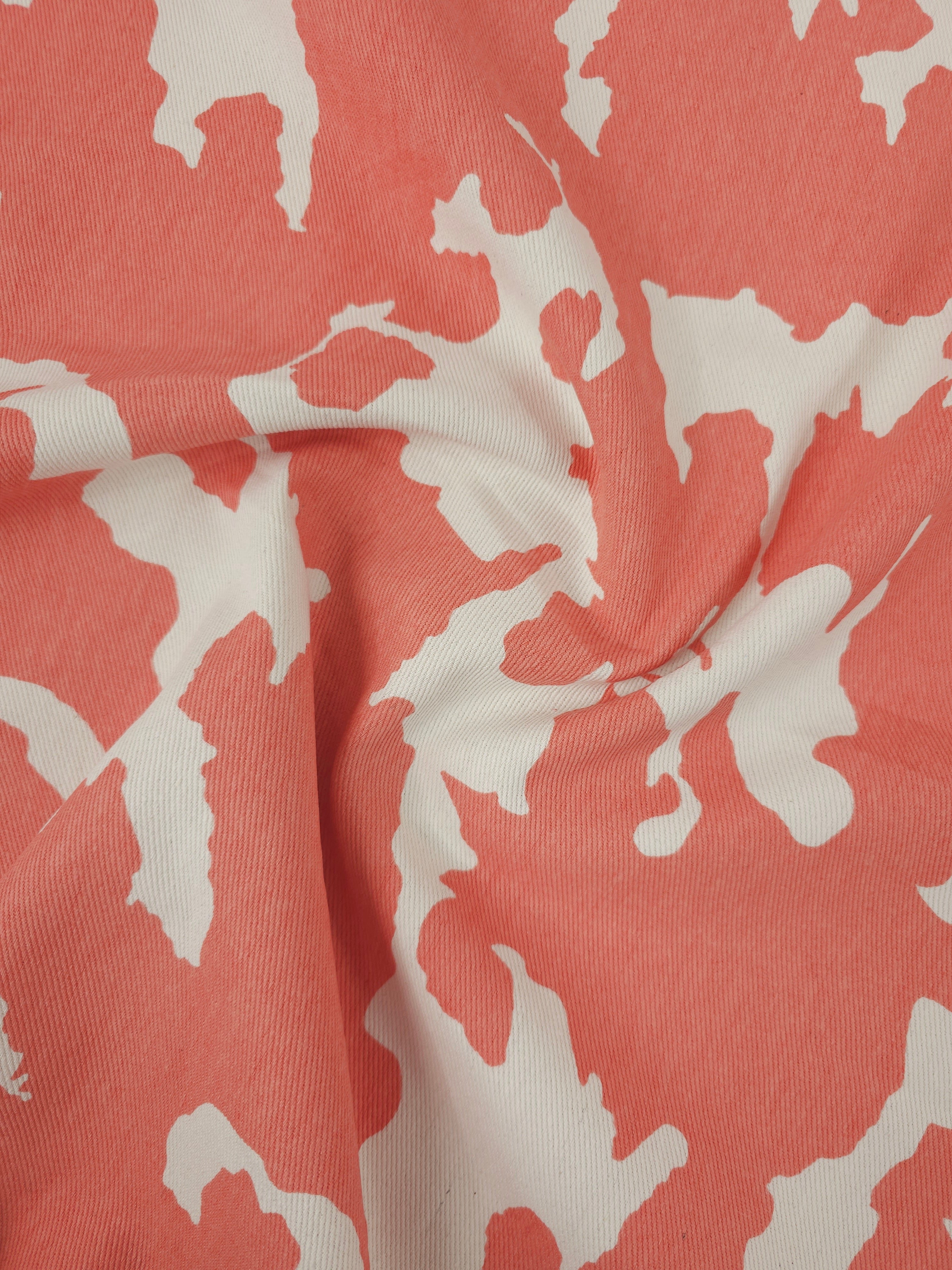 Peachy Coral Cow Denim