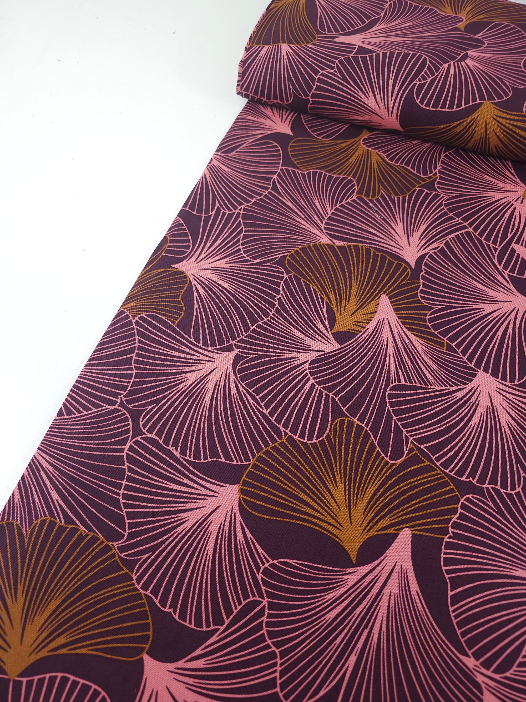 Plum/Blush Flutter Leaf Canvas Cotton