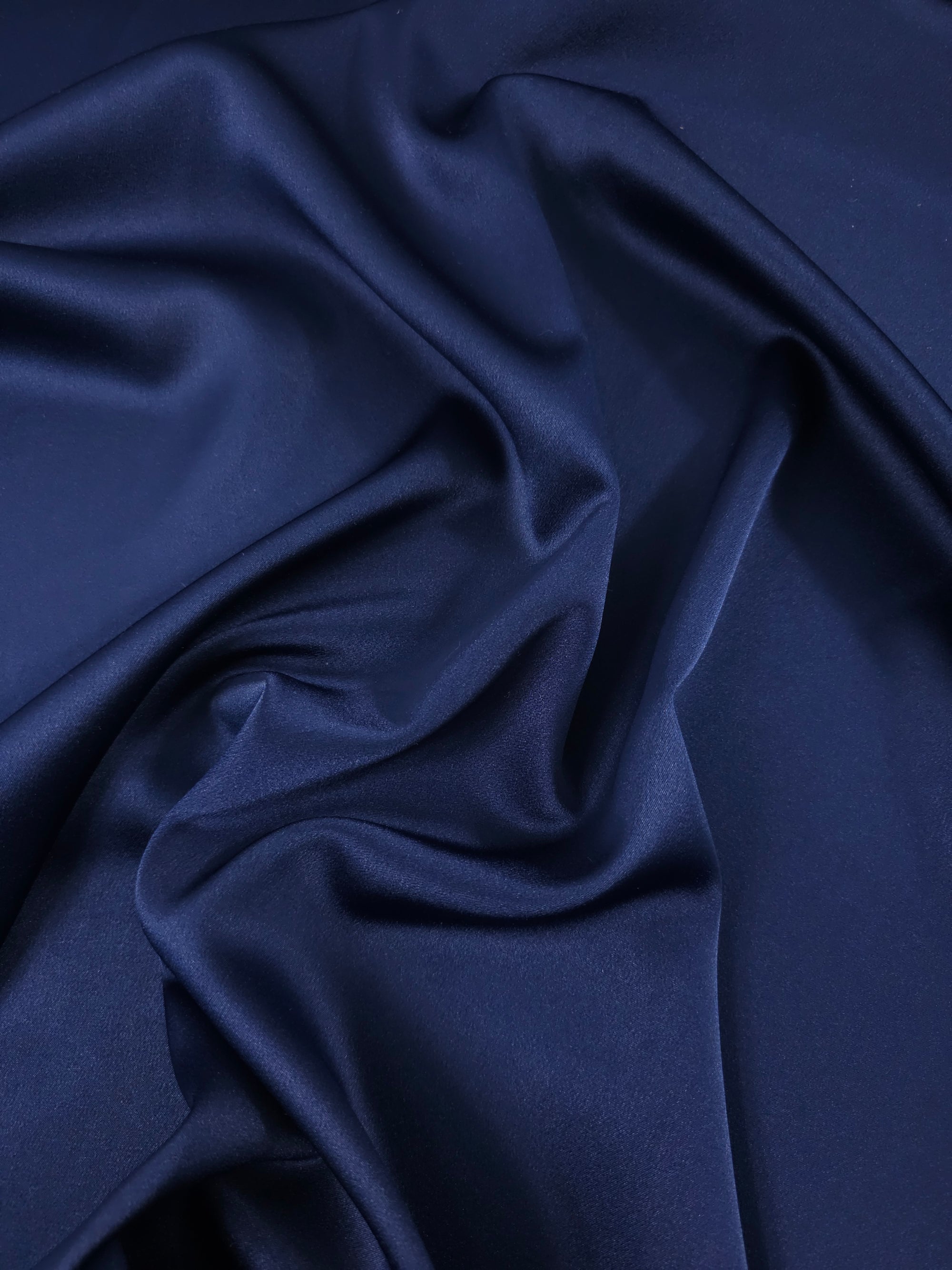 Midnight Blue Crepe Backed Satin Stretch