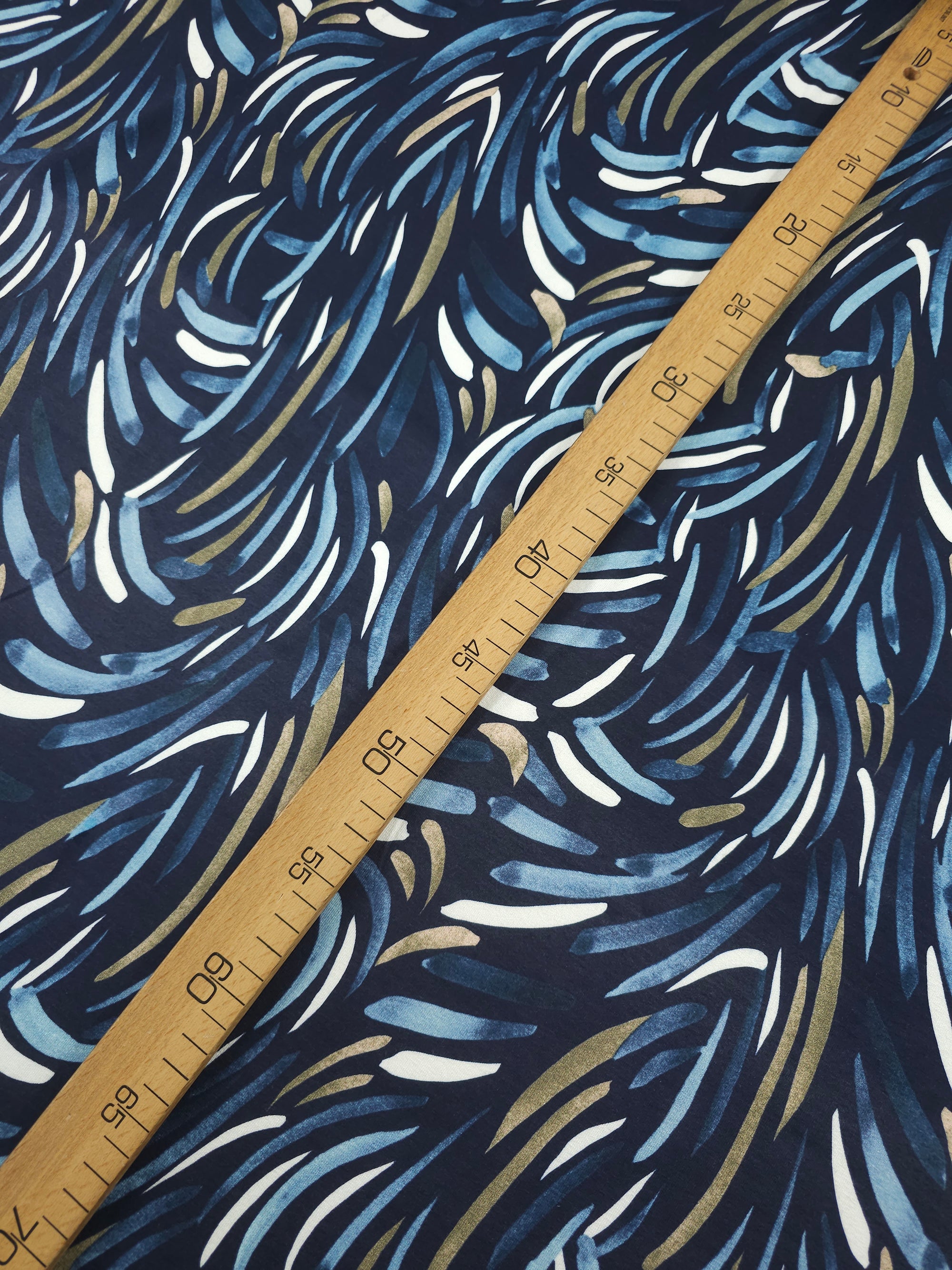 Navy Abstract Petal Stroke Viscose Jersey