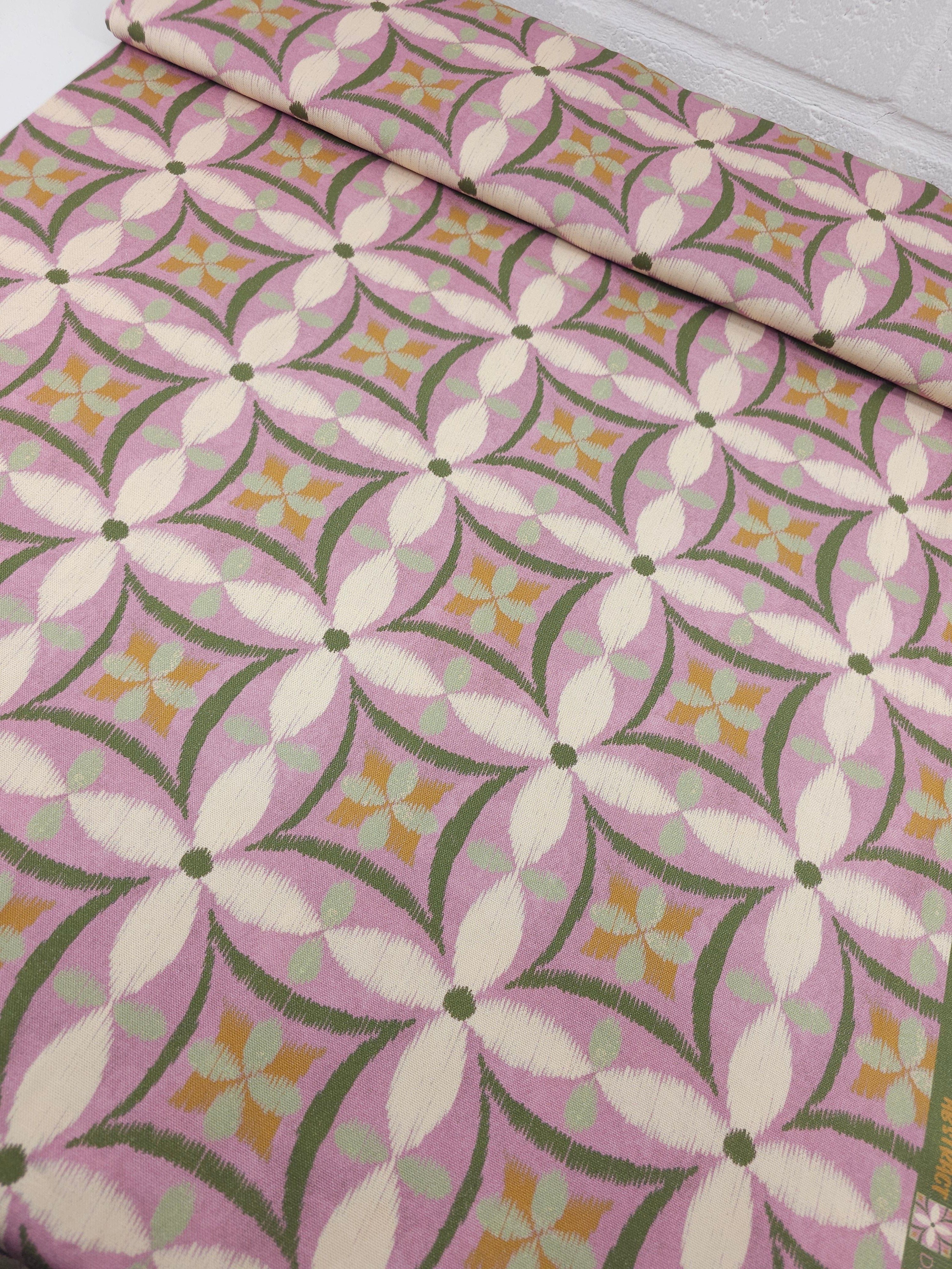 Warm Lilac/Olive Tapestry Abstract Lightweight Canvas Cotton