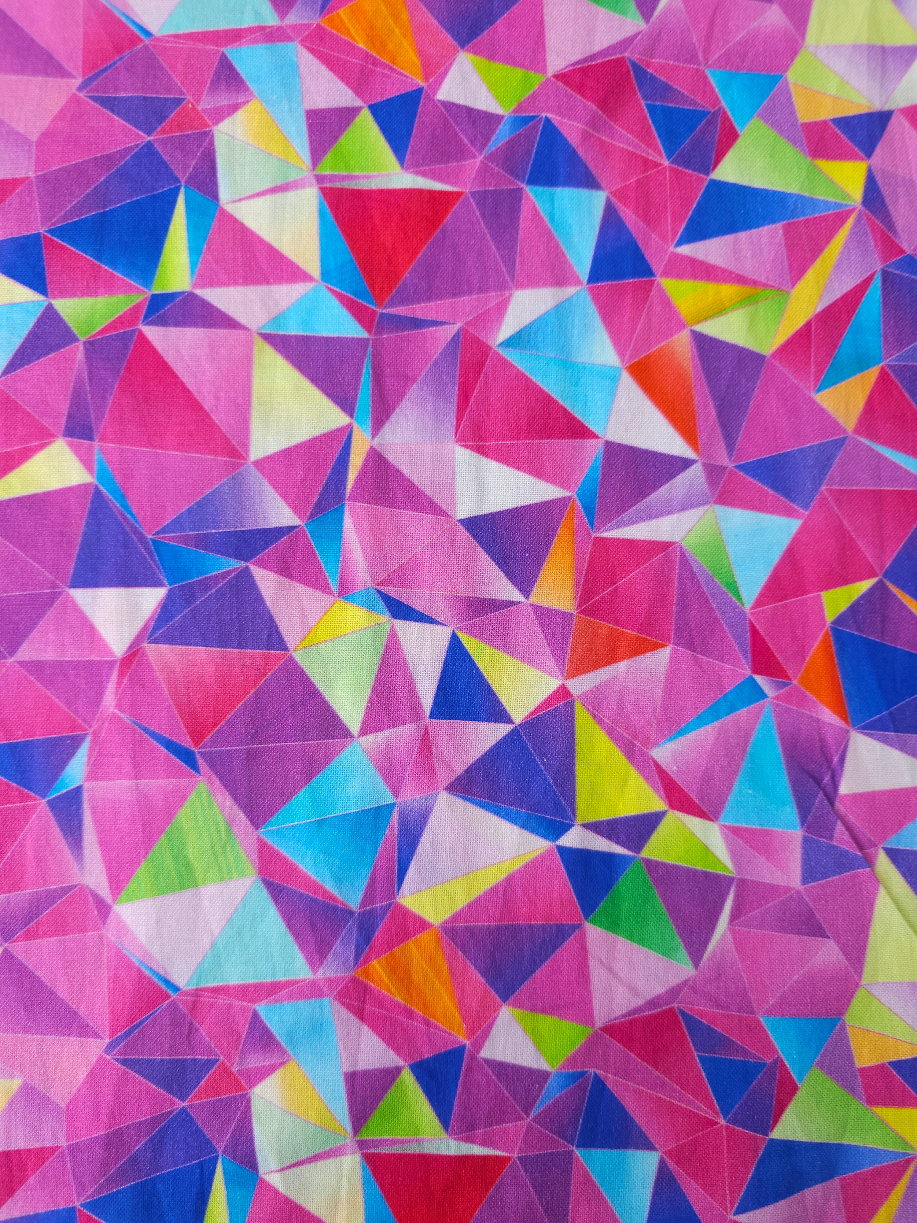 Purple Multicolour Geometric Triangle 100% Cotton