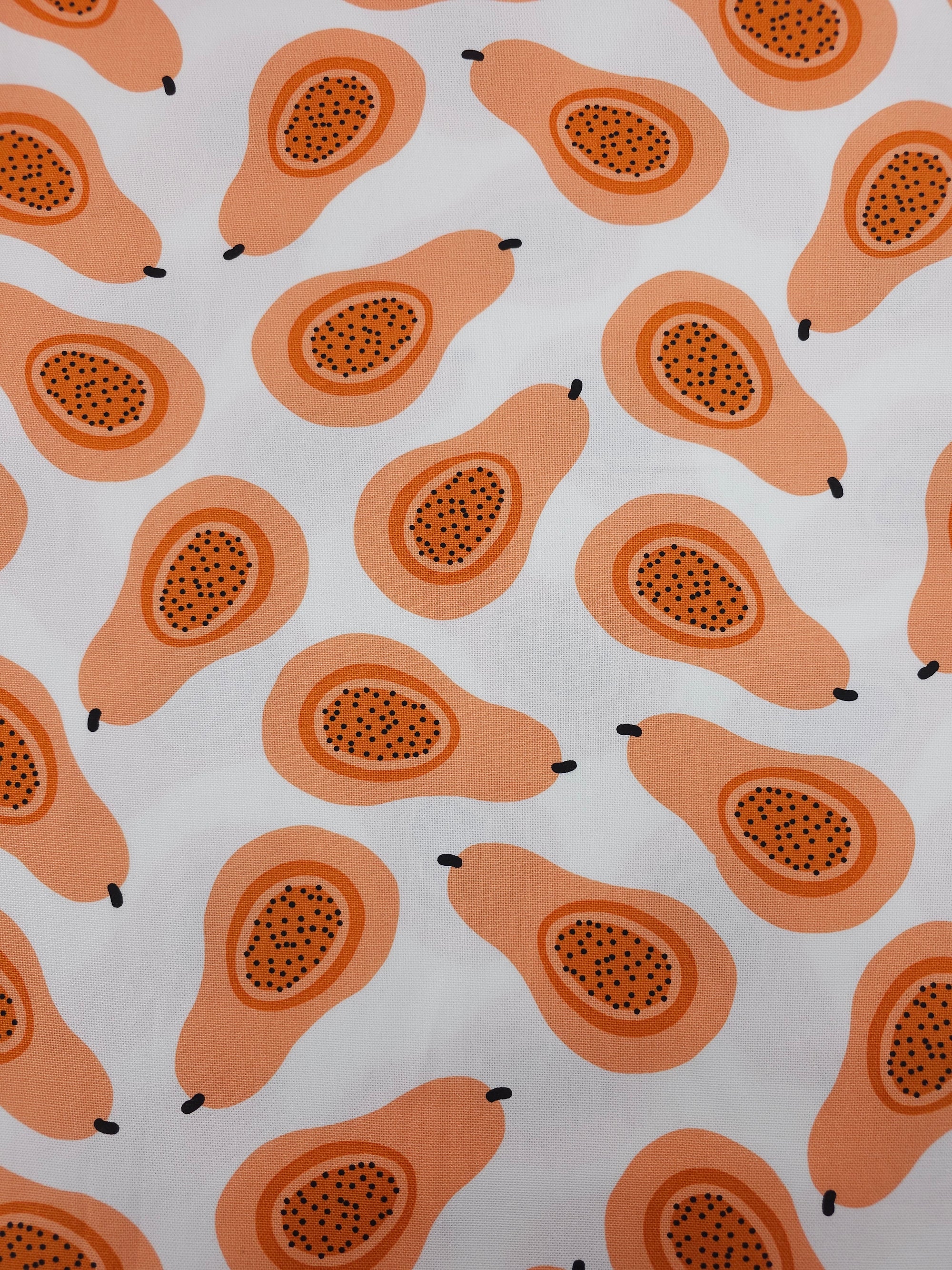 Pears On White Lightweight Canvas Cotton