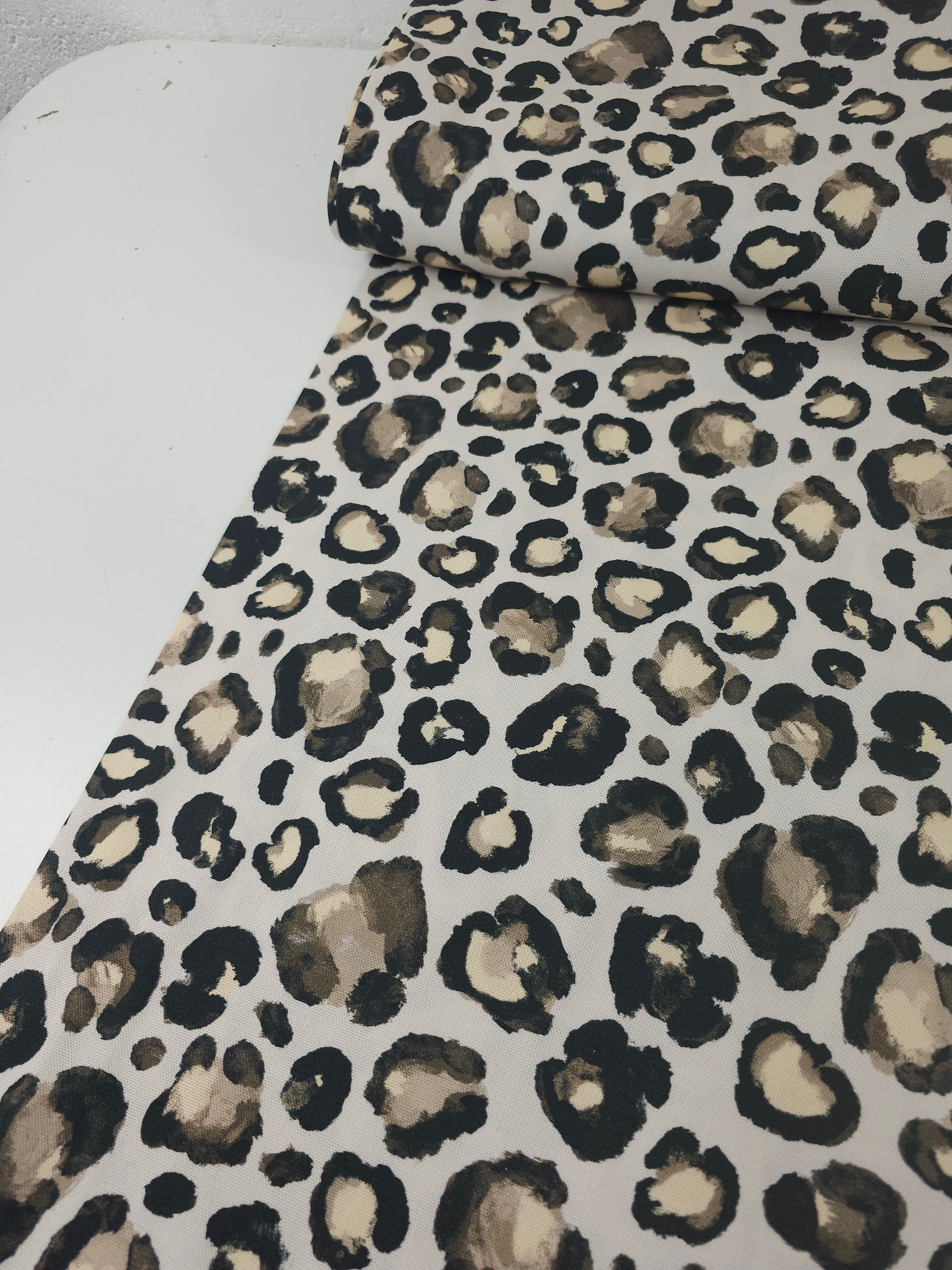 Ecru/Ivory Leopard Lightweight Canvas Cotton