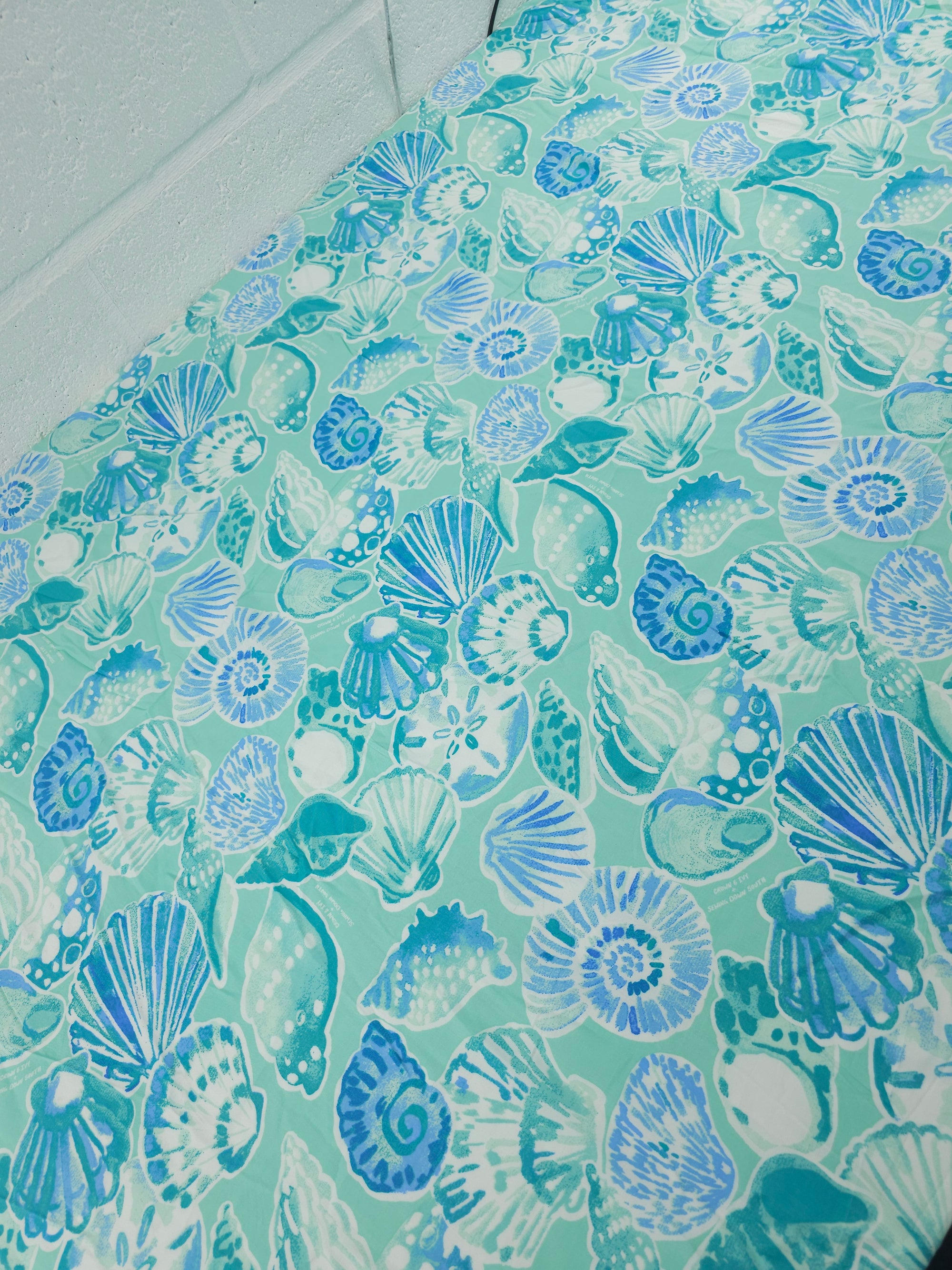 Aqua Teal Marina Shells Viscose Challis - Crown & Ivy