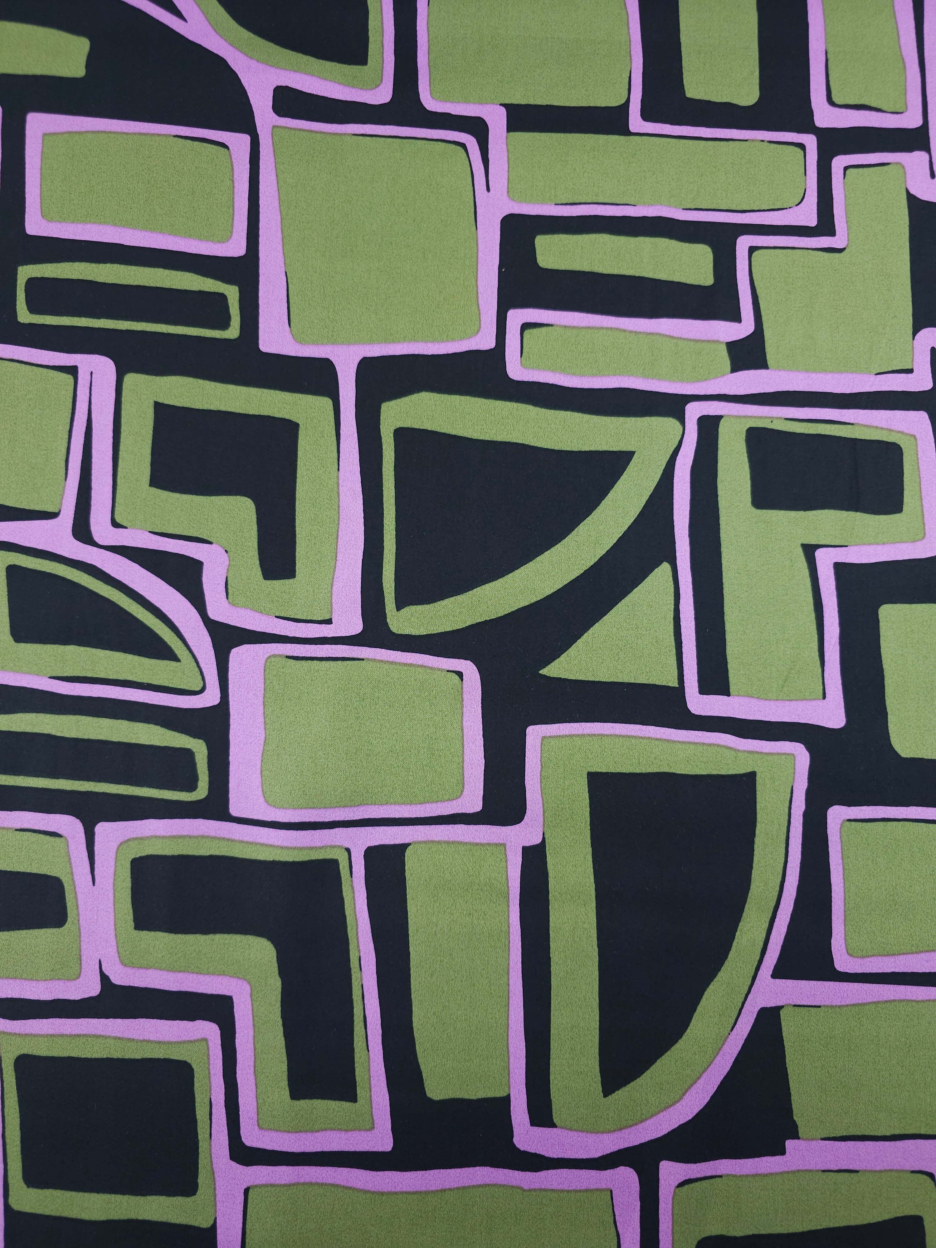 Khaki/Purple Geometric Shape Cotton Sateen 60"