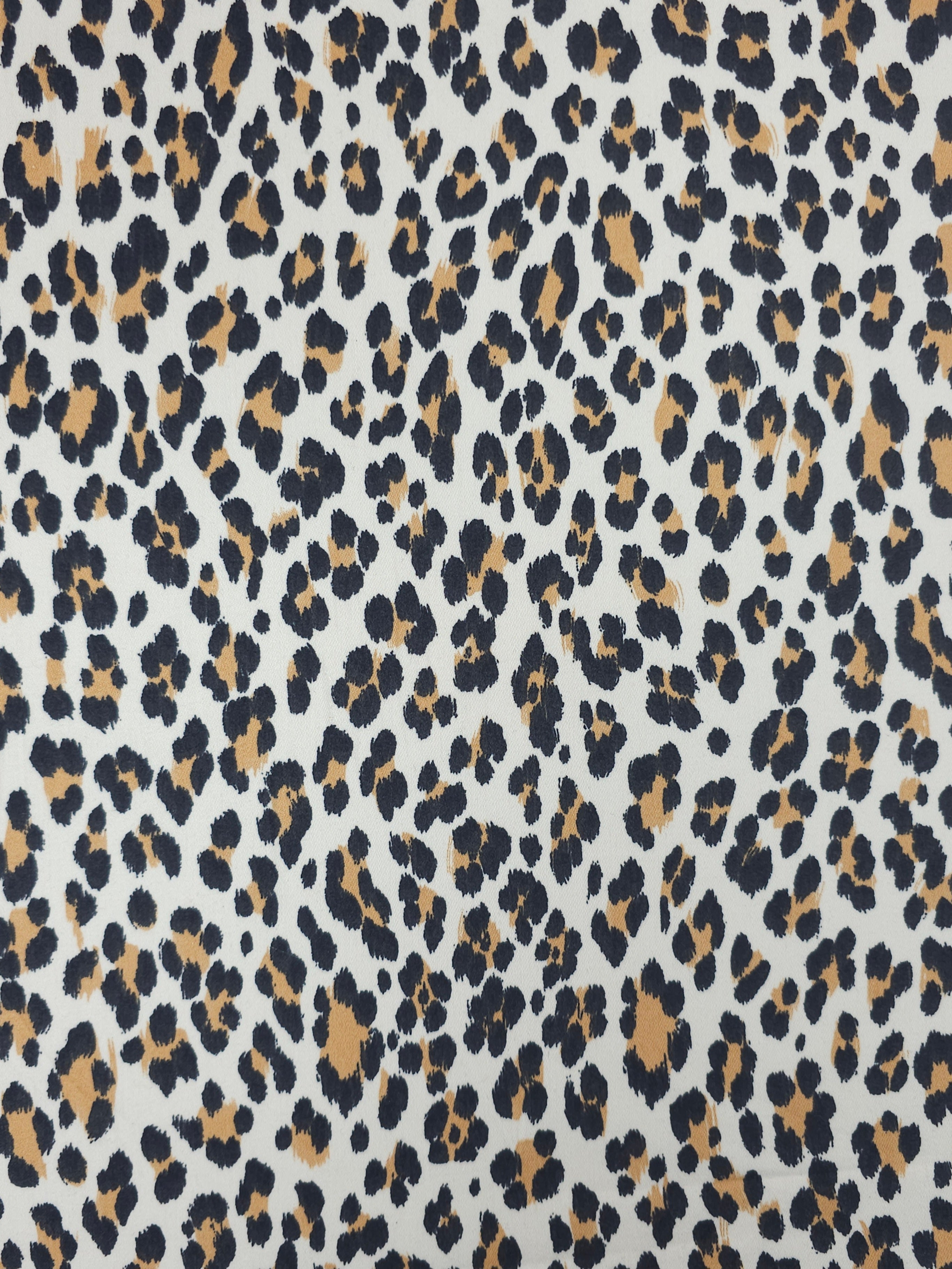 Cream Leopard Lightweight Matte Cotton Sateen *DEFECT*
