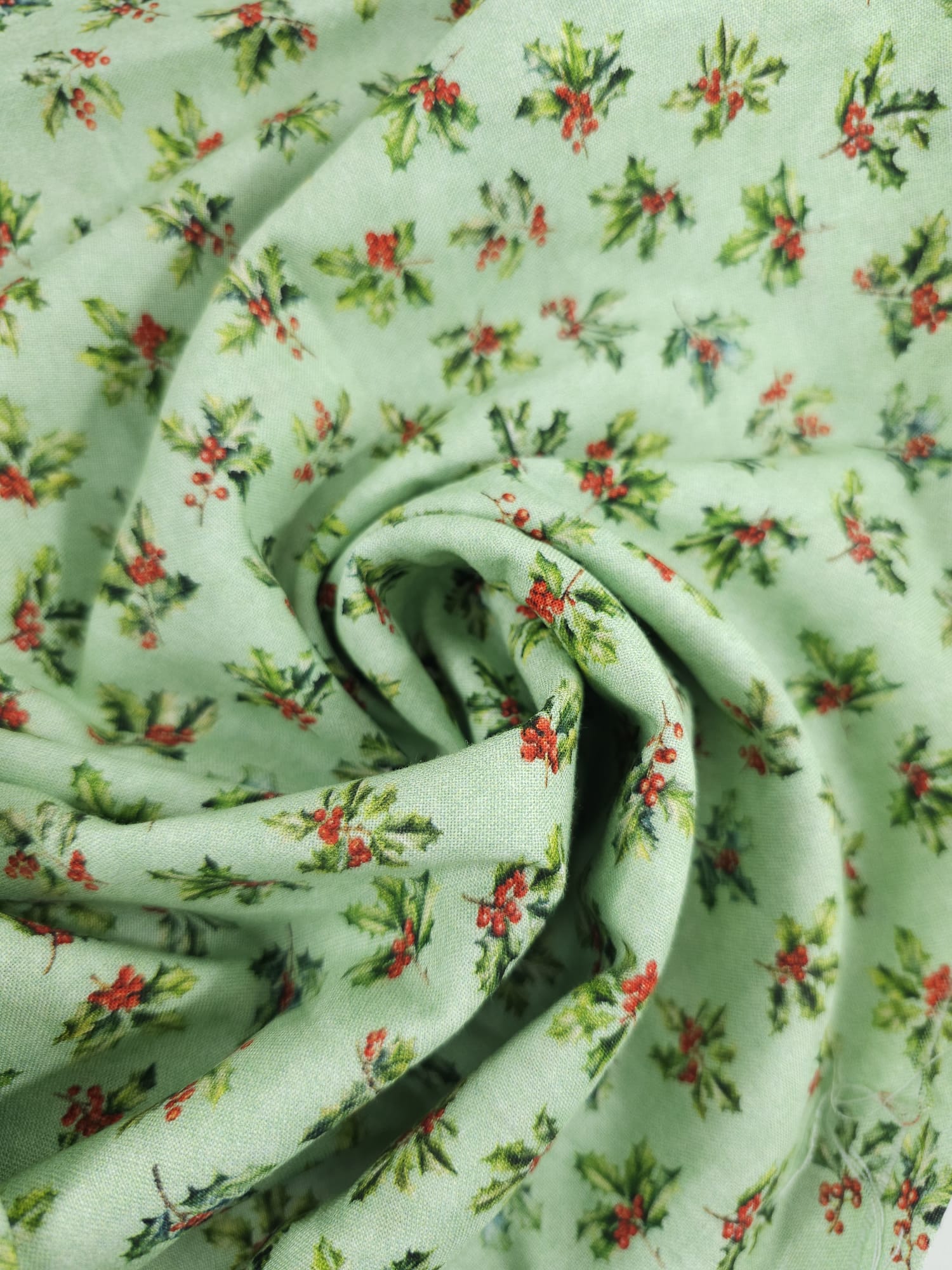 Holly Green Cotton - 1m Piece