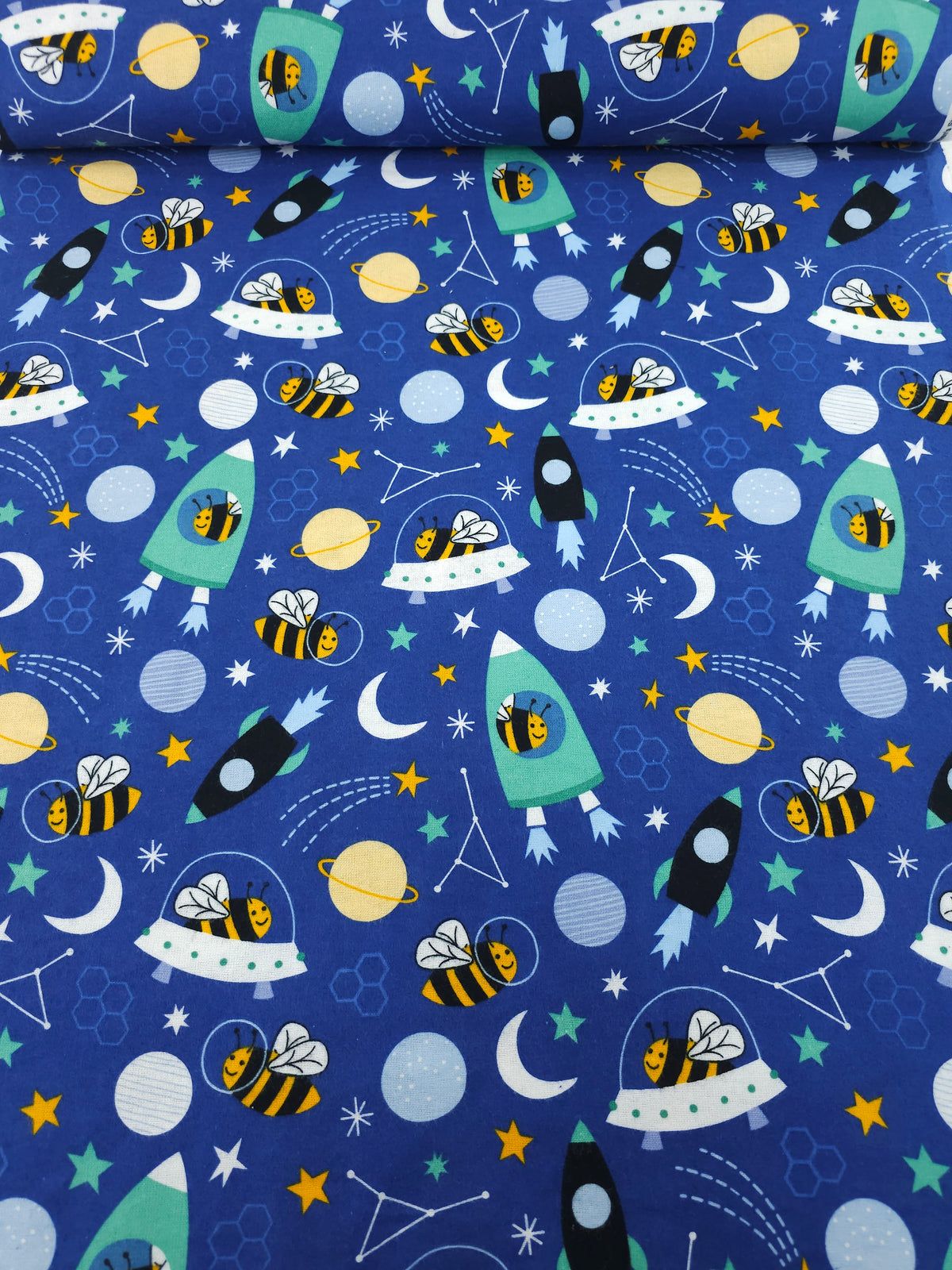 Bees In Space Lightweight Flannel Cotton