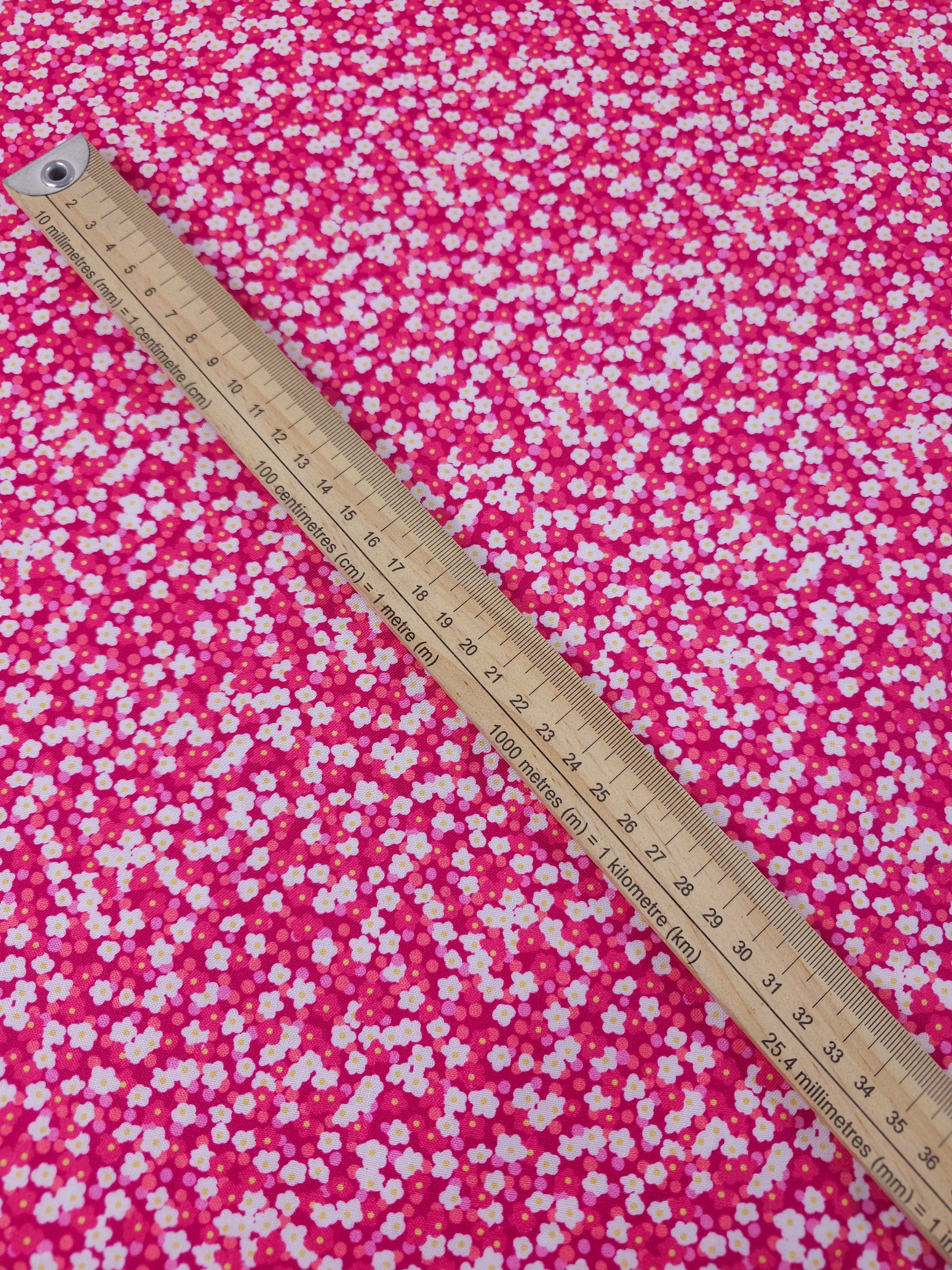 Hot Pink Ditsy Mini Flowers 100% Cotton
