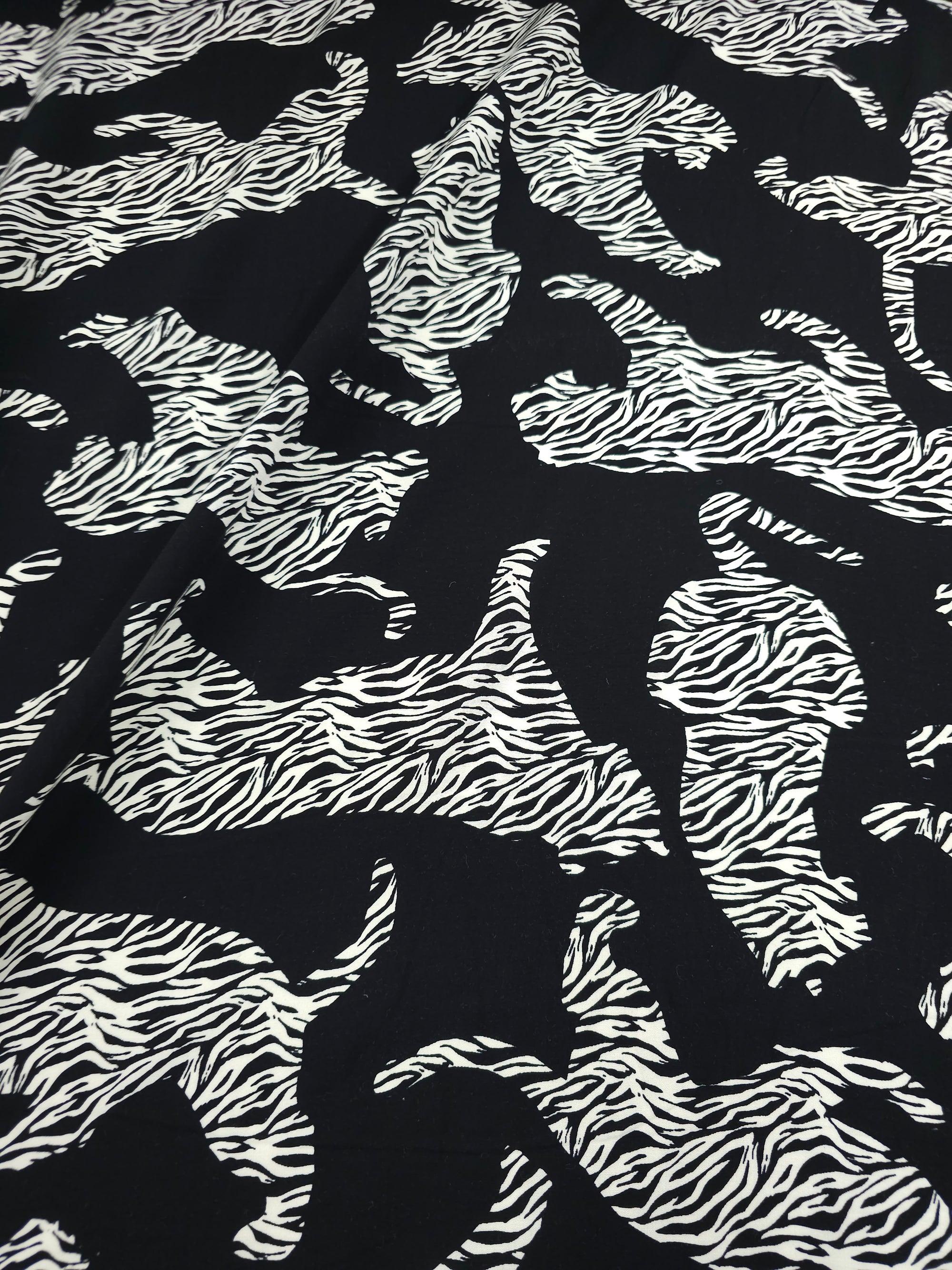 Black/Off-White Abstract Leopard Viscose Challis