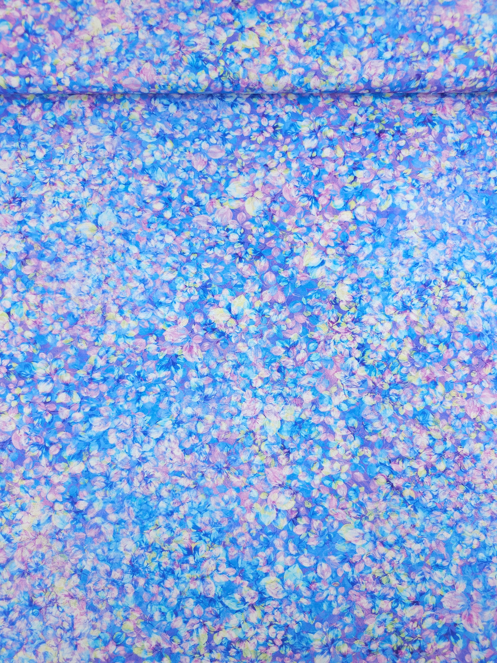 Lilac/Blue Foilage Petal 100% Cotton
