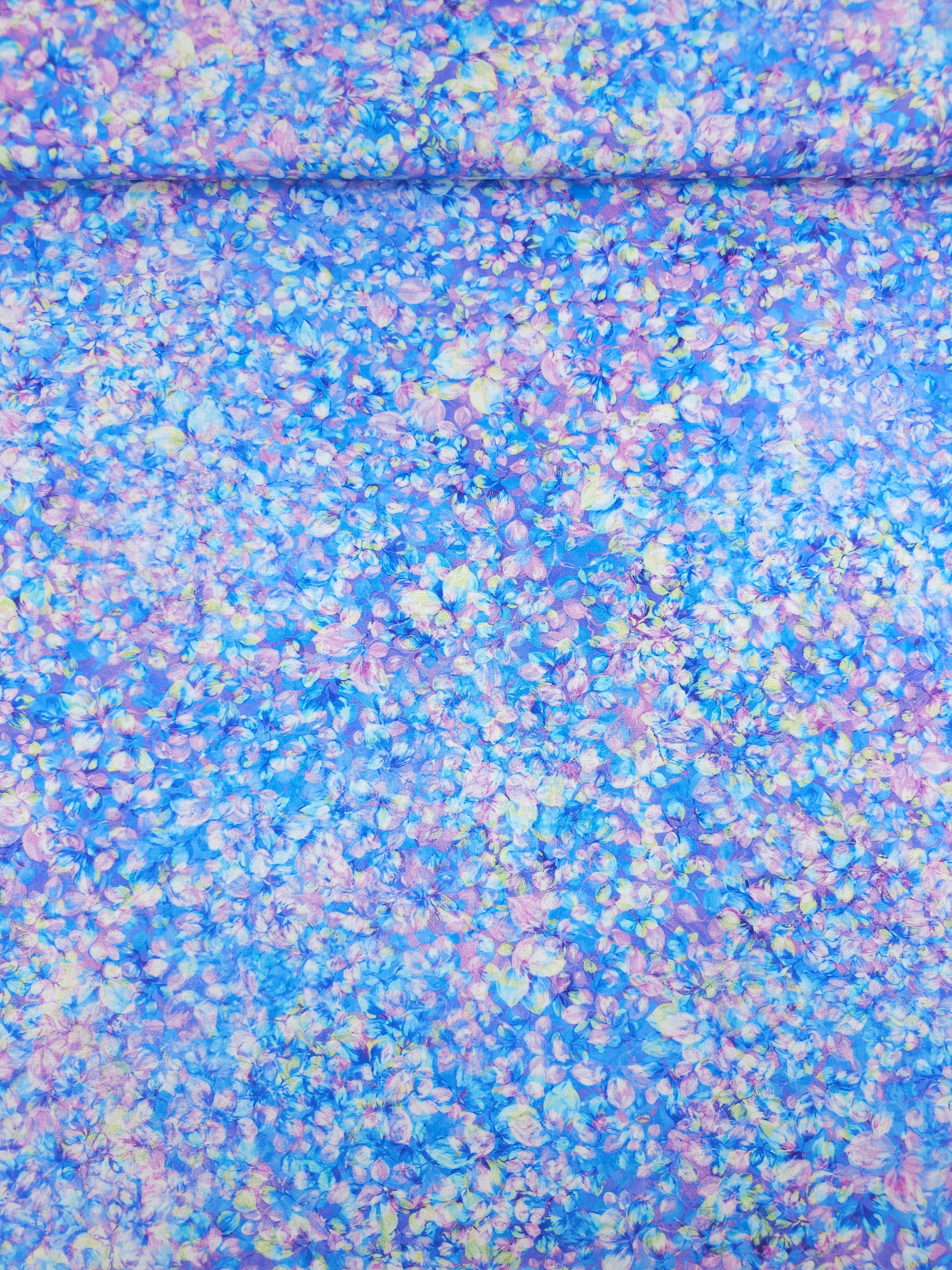 Lilac/Blue Foilage Petal 100% Cotton