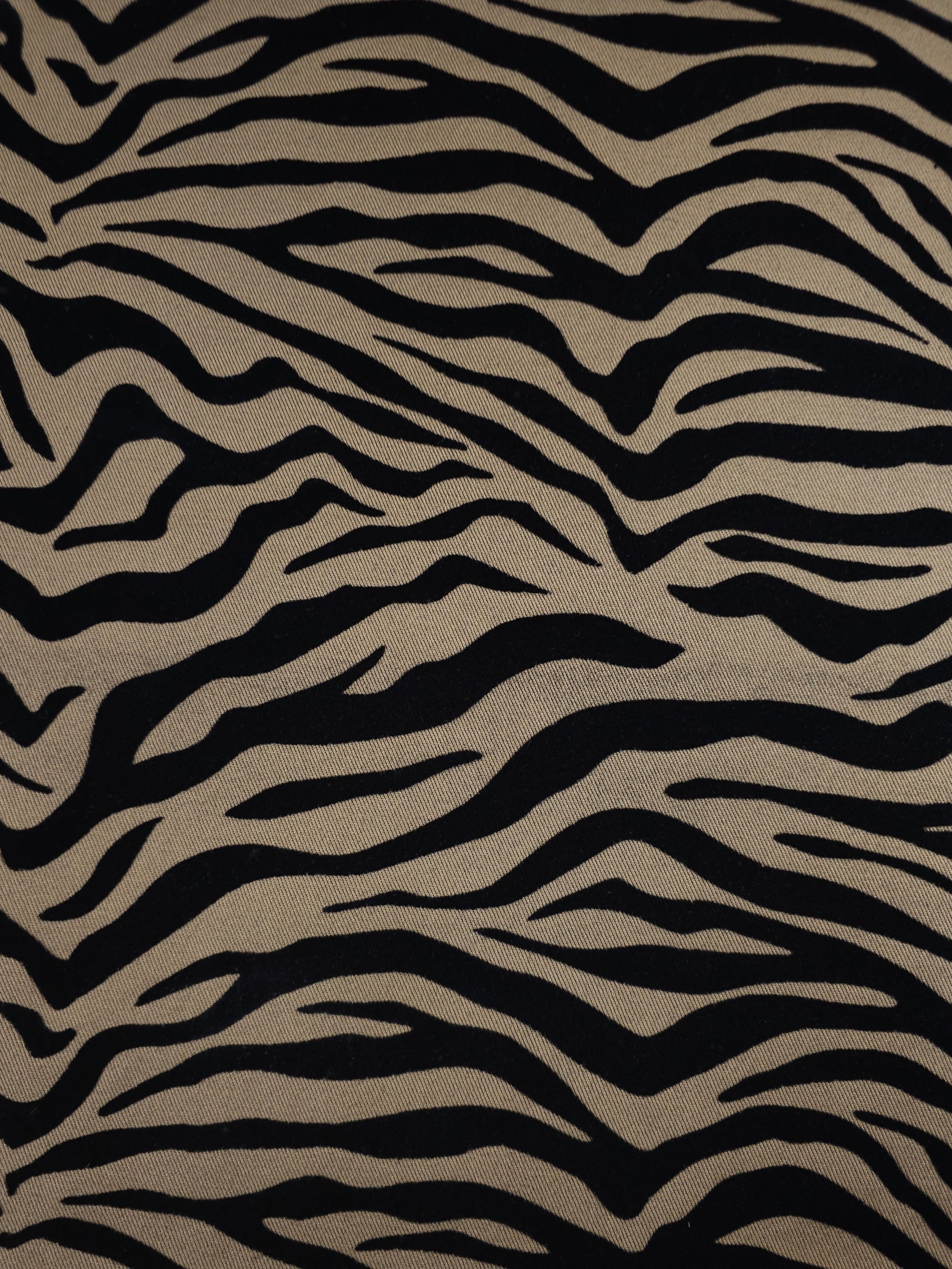 Tan Beige/Black Zebra Velvet Burnout Denim