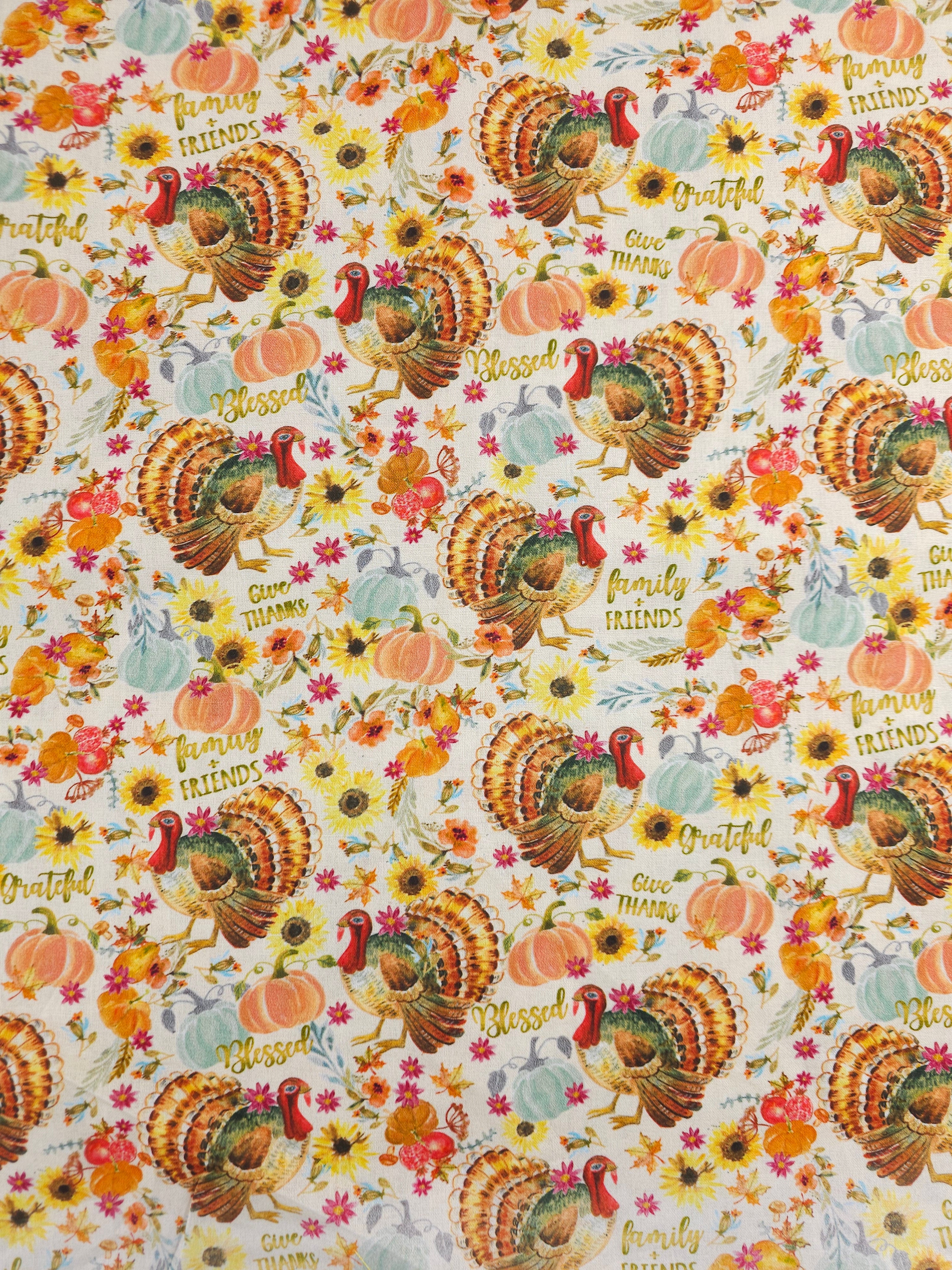 Thanksgiving Turkey Harvest Cotton - 2.2m Piece