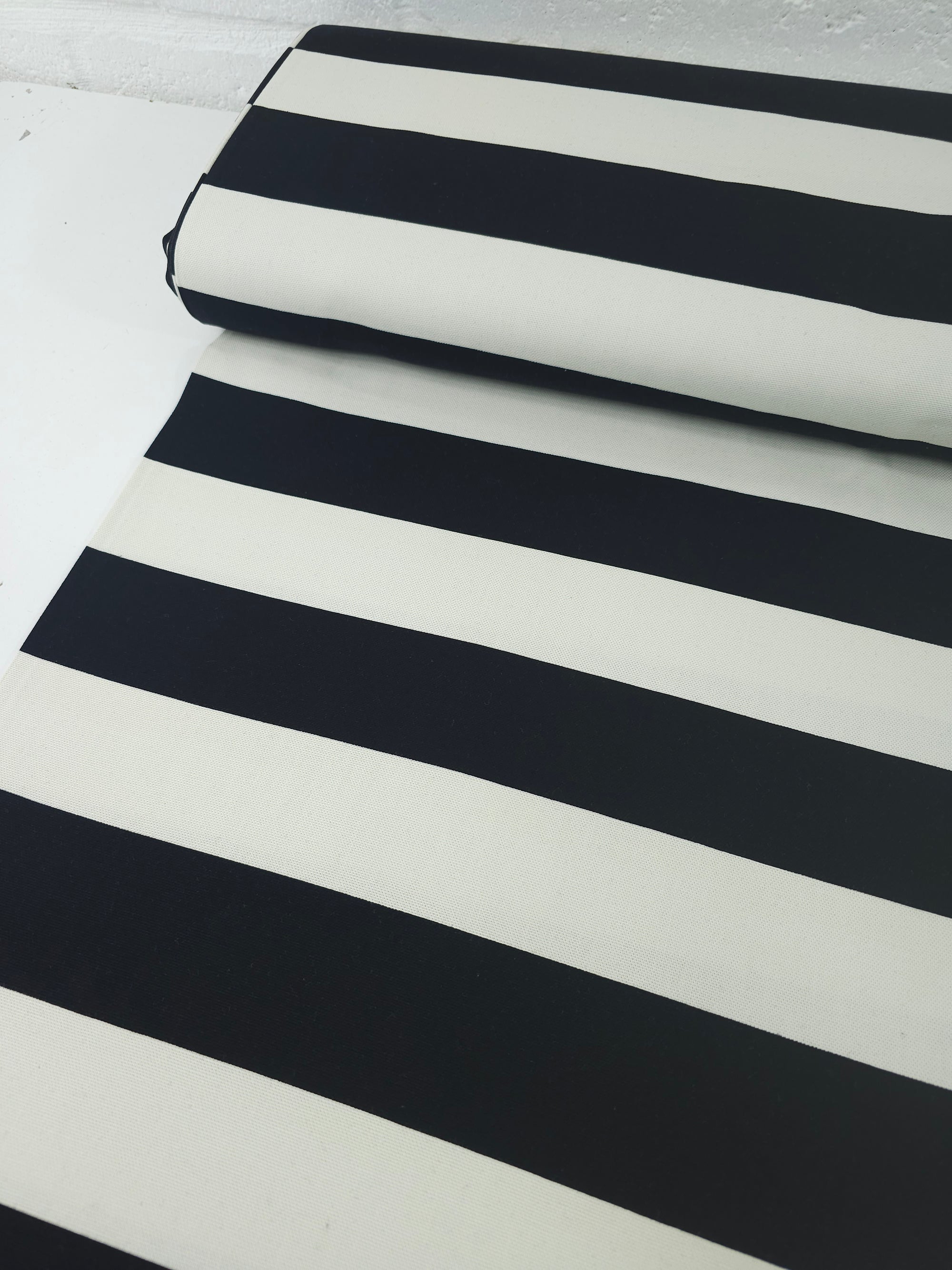 Black/Ivory Block Stripe Lightweight Canvas Cotton