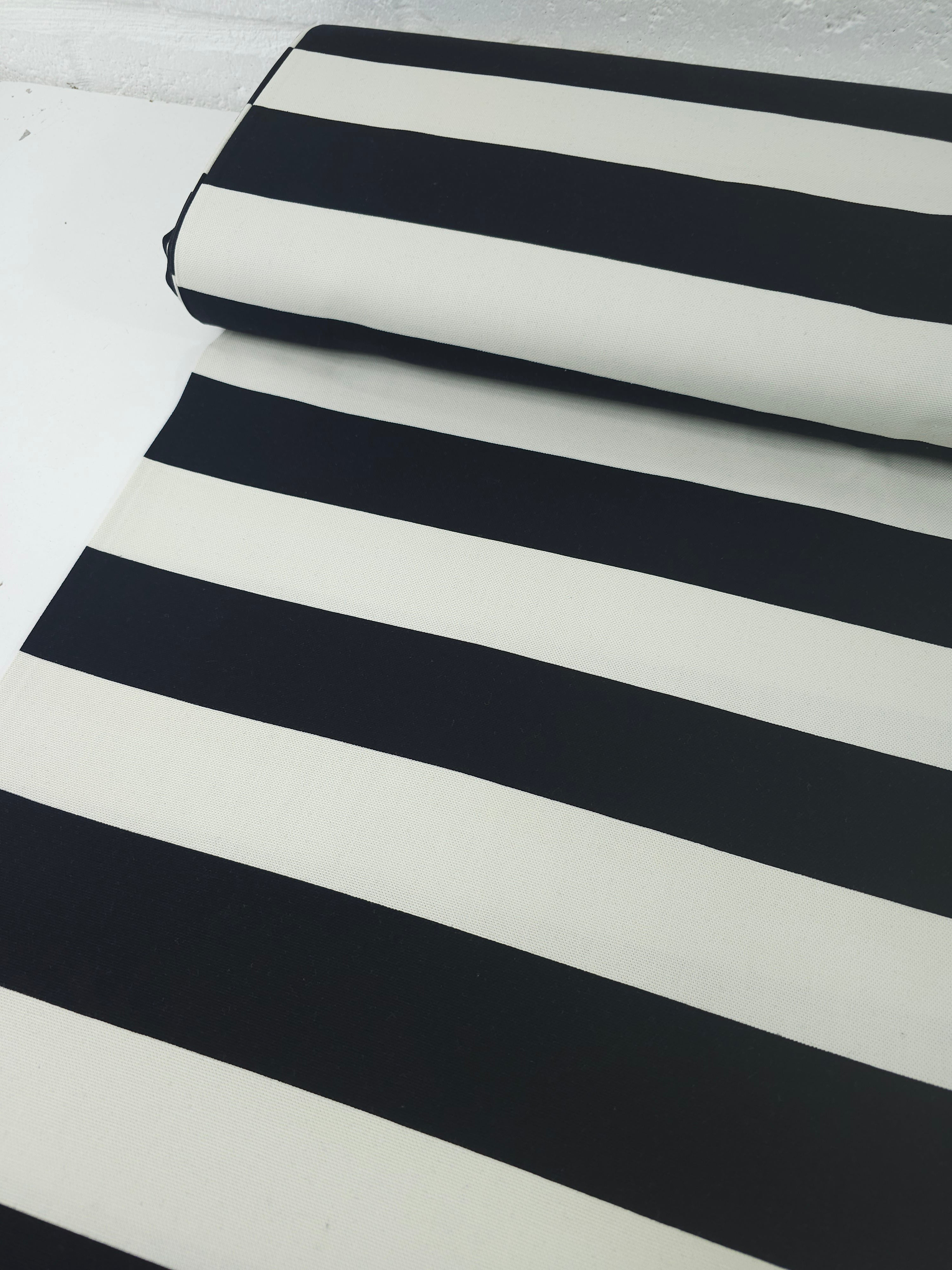 Black/Ivory Block Stripe Lightweight Canvas Cotton