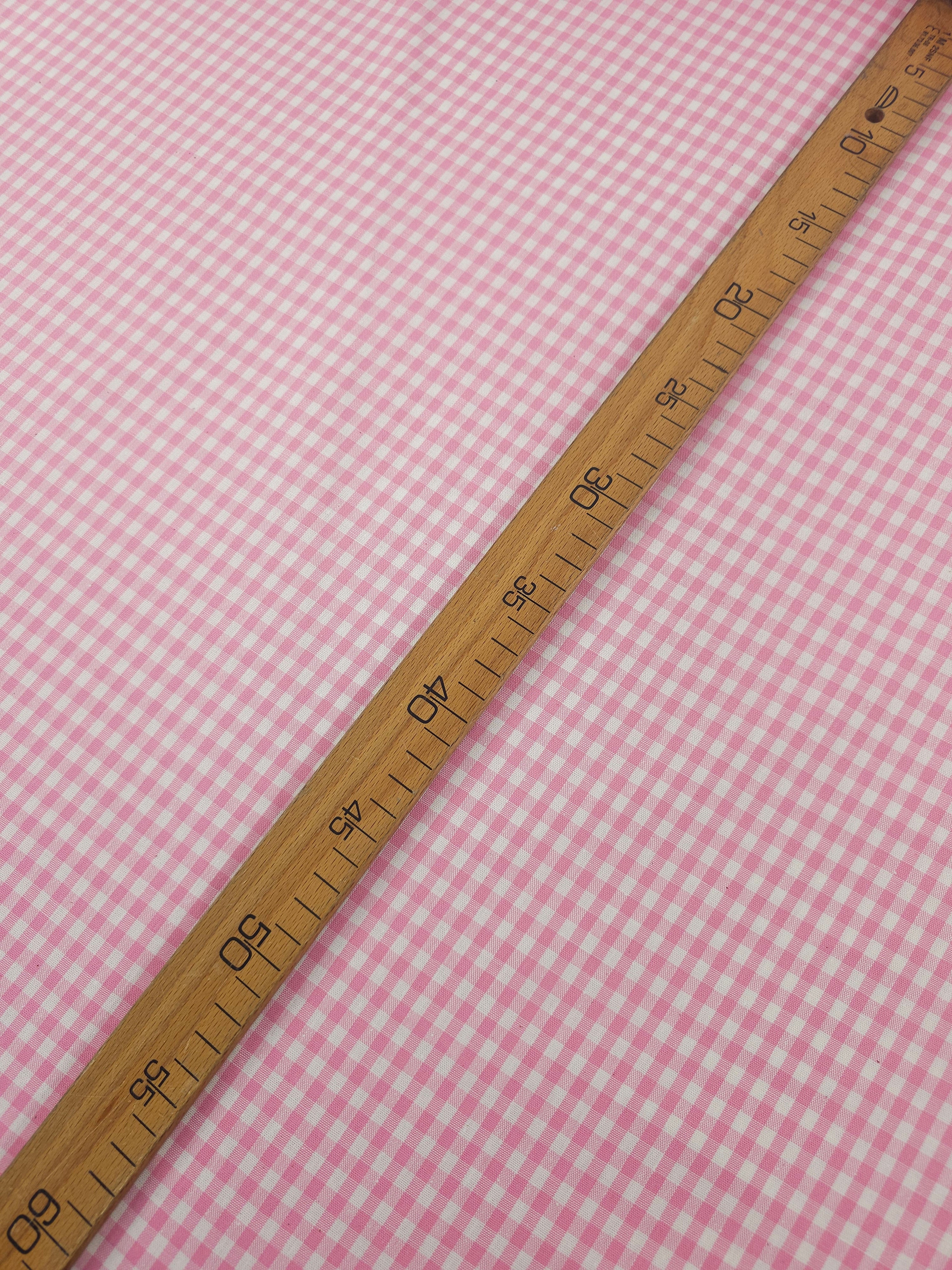 Pink Small Gingham 100% Cotton 55"