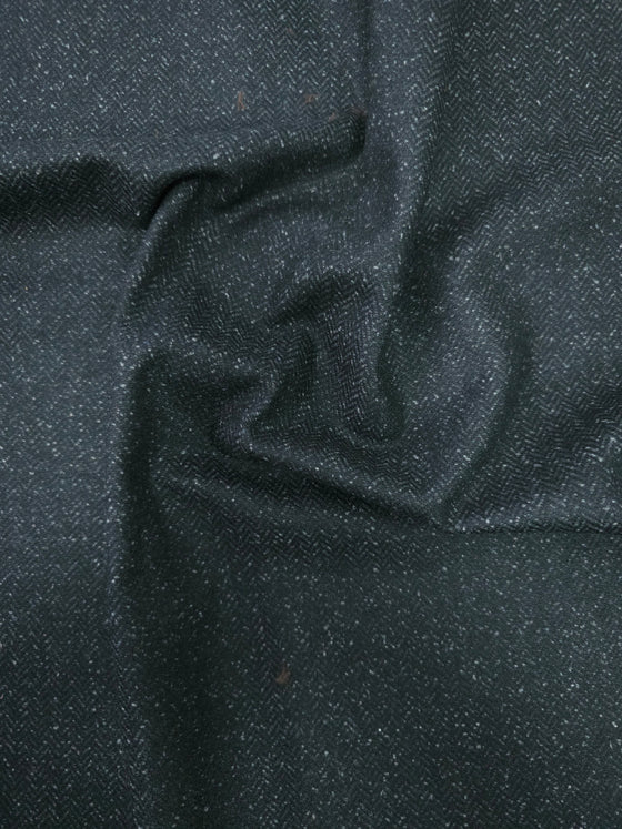 Black Speckled Herringbone Wool Suiting