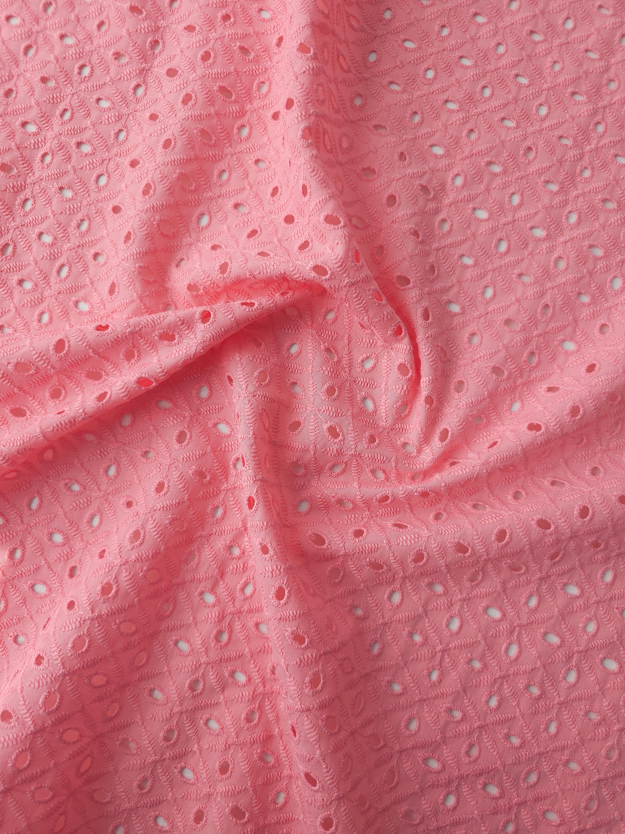 Candy Pink Diamond Petal Web Anglaise Cotton
