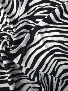  Off-White/Black Irregular Zebra Print Viscose Challis