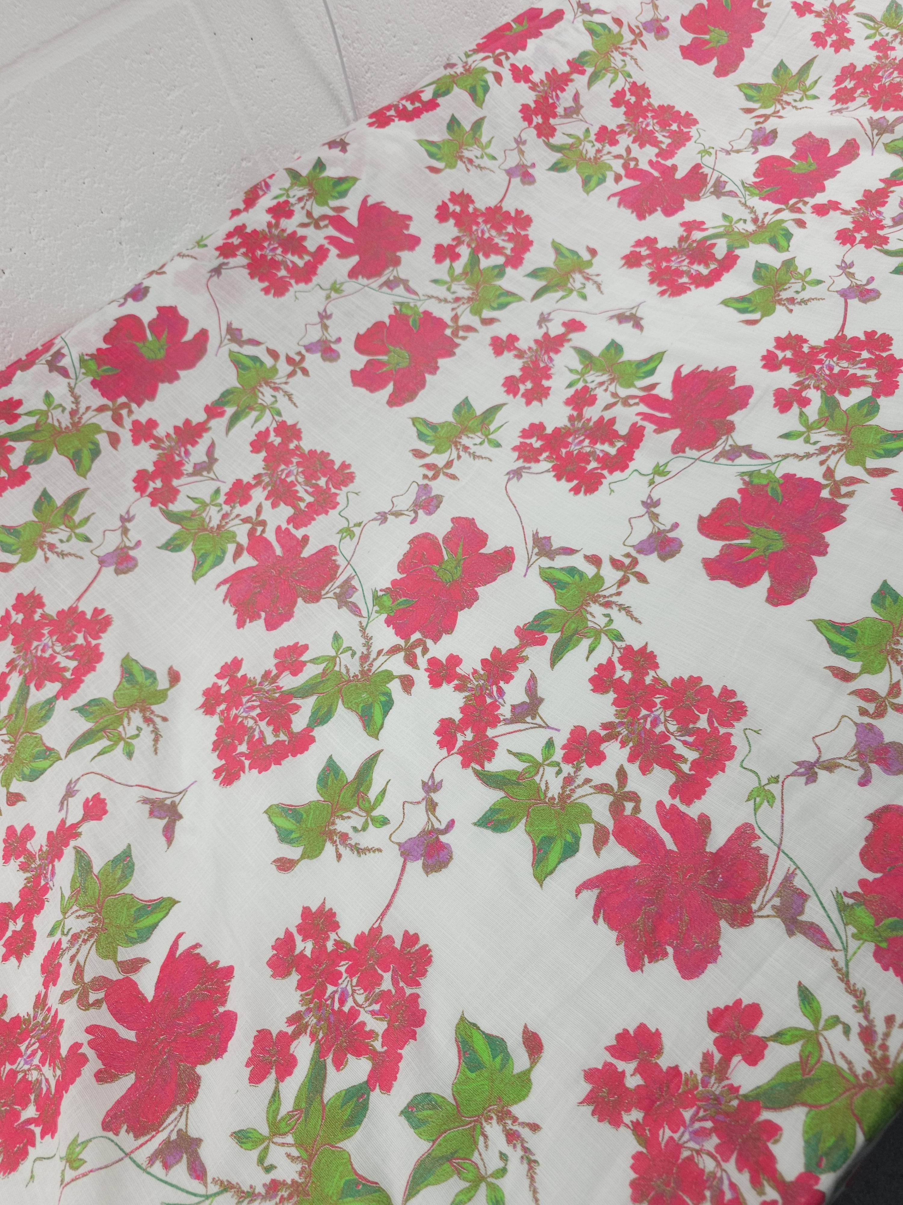 Vintage Static Floral Flax Cotton Linen