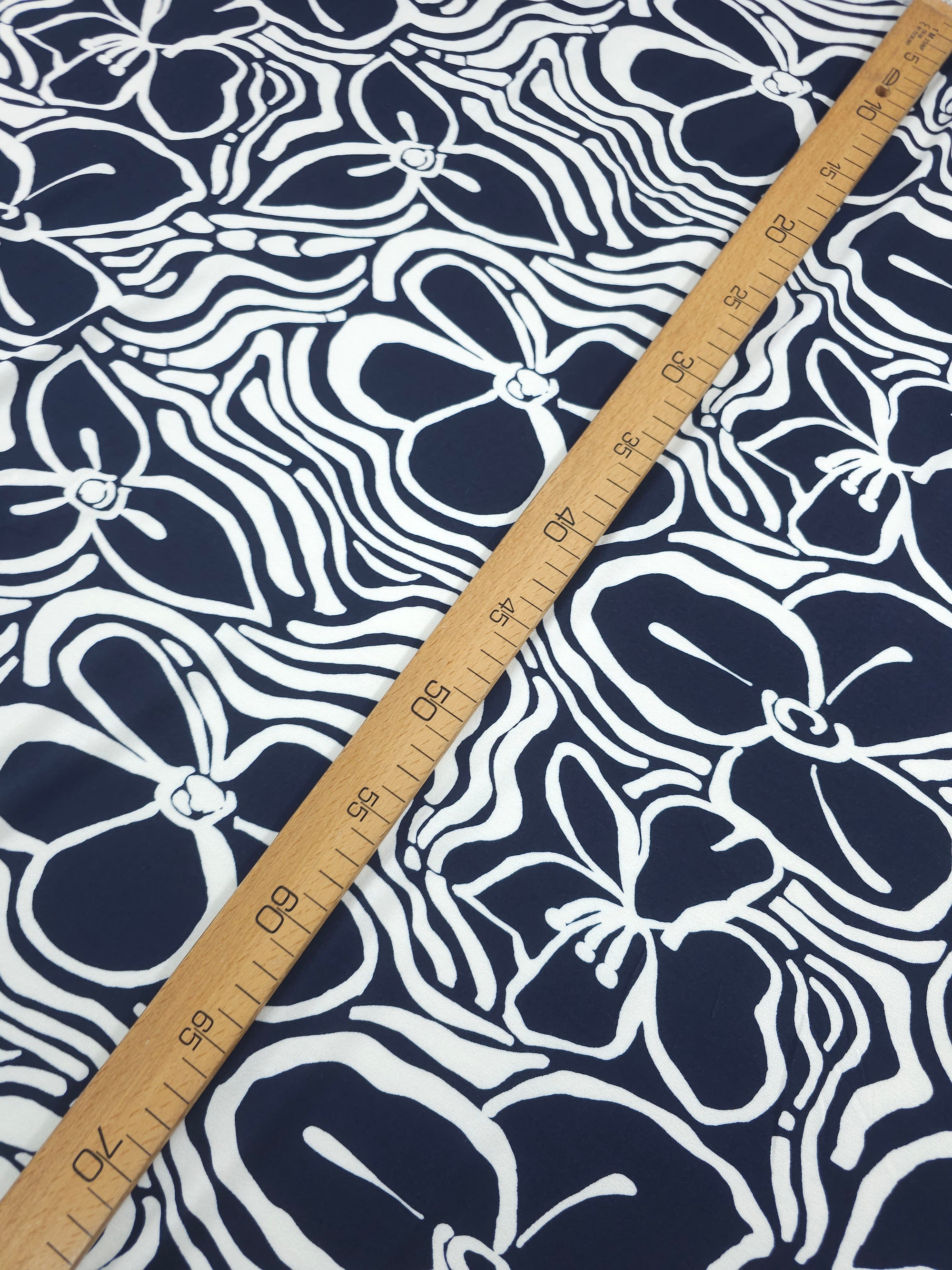 Navy Doodle Floral Viscose Jersey