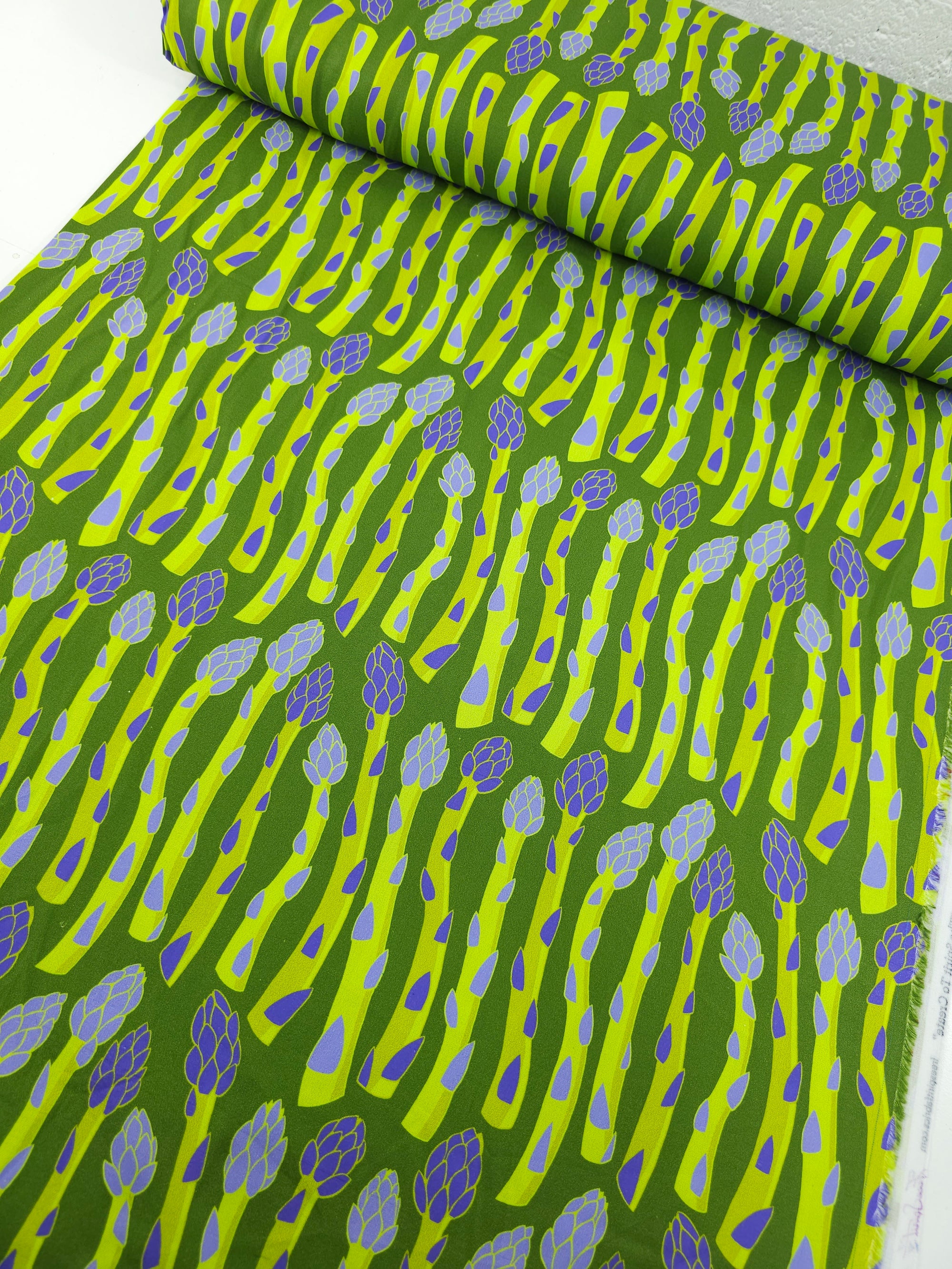 Green Novelty Asparagus 100% Cotton - Free Spirit