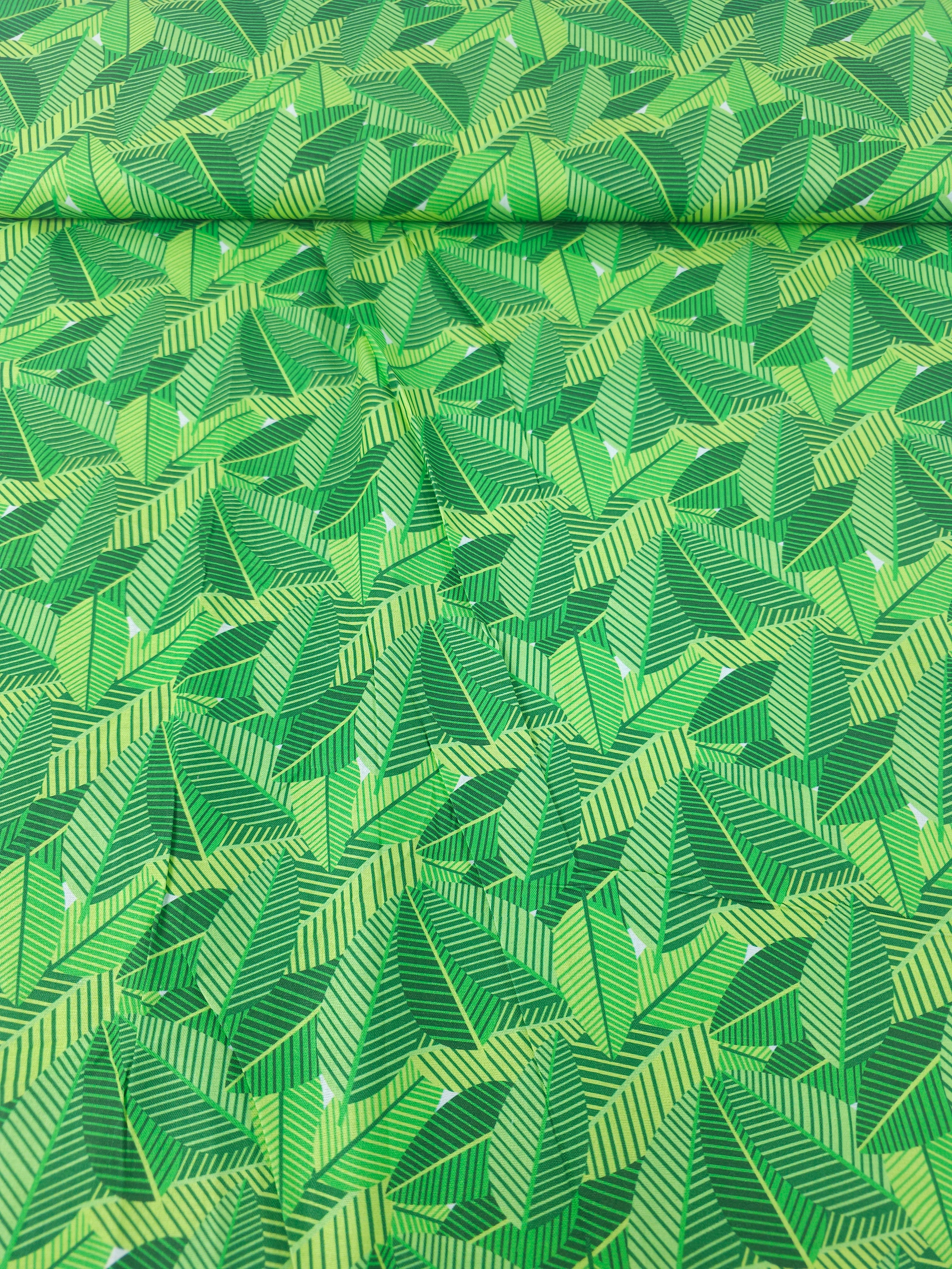 Green Abstract Leaf Shifter 100% Cotton
