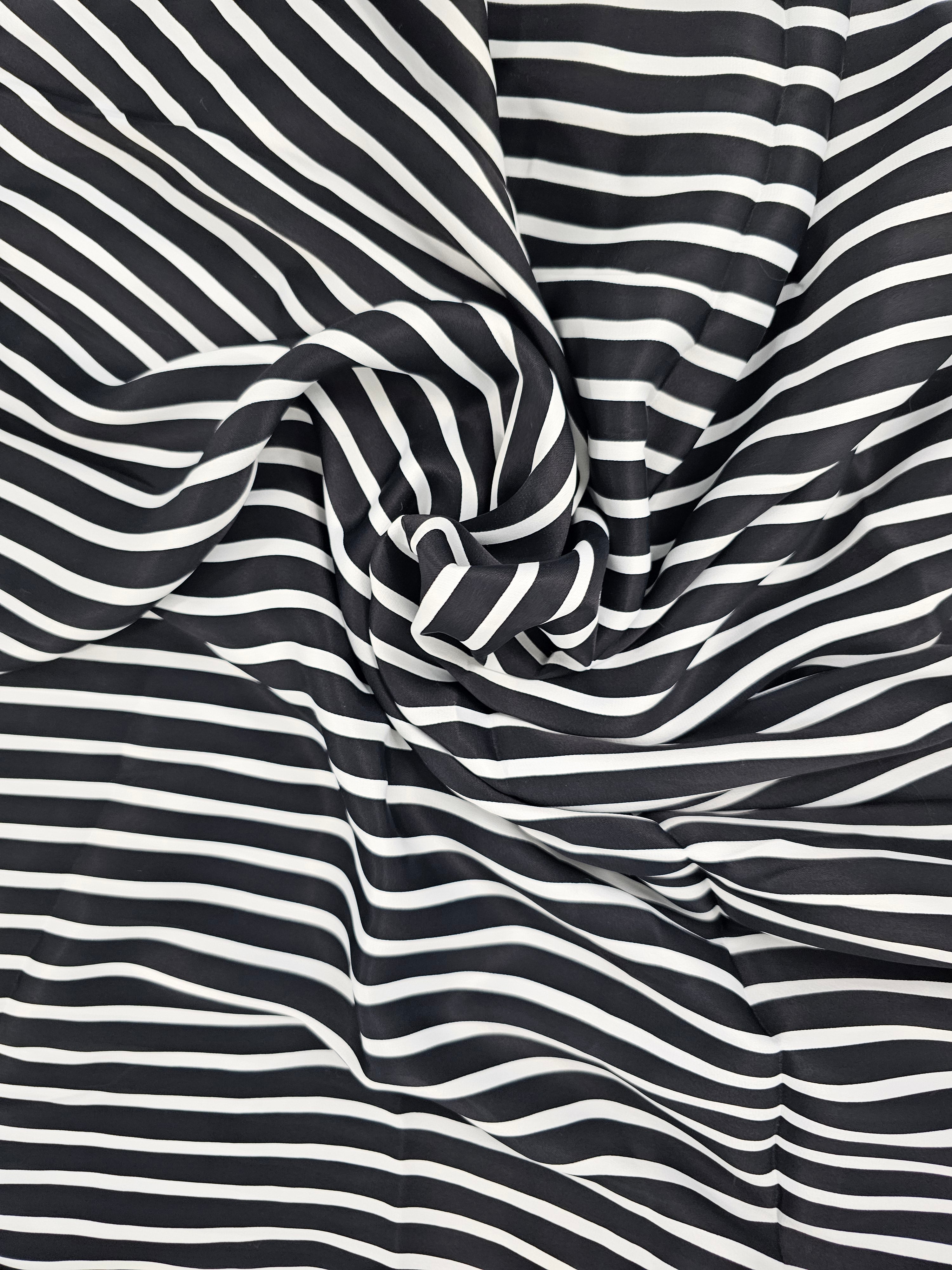 Black/White Striped Poly Satin - 3.6m Piece